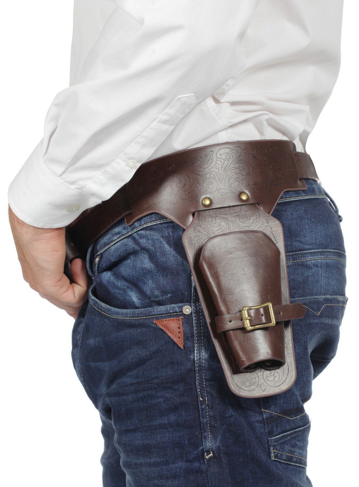 Cowboy-Kostüm Pistolenholster mit Gürtel braun