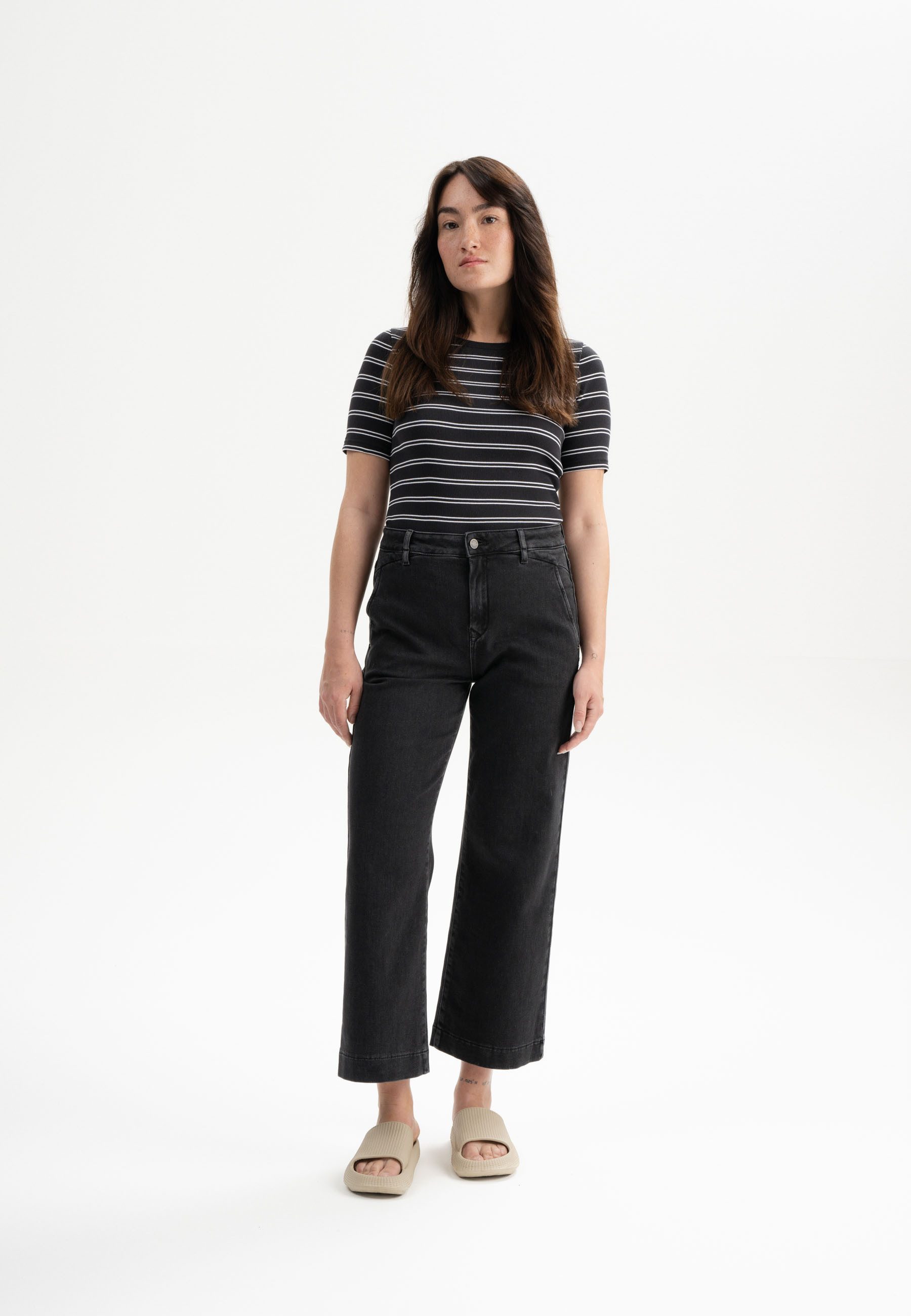 MELA Kurzarmshirt Ripp T-Shirt Style JASLEEN Kurze Ärmel