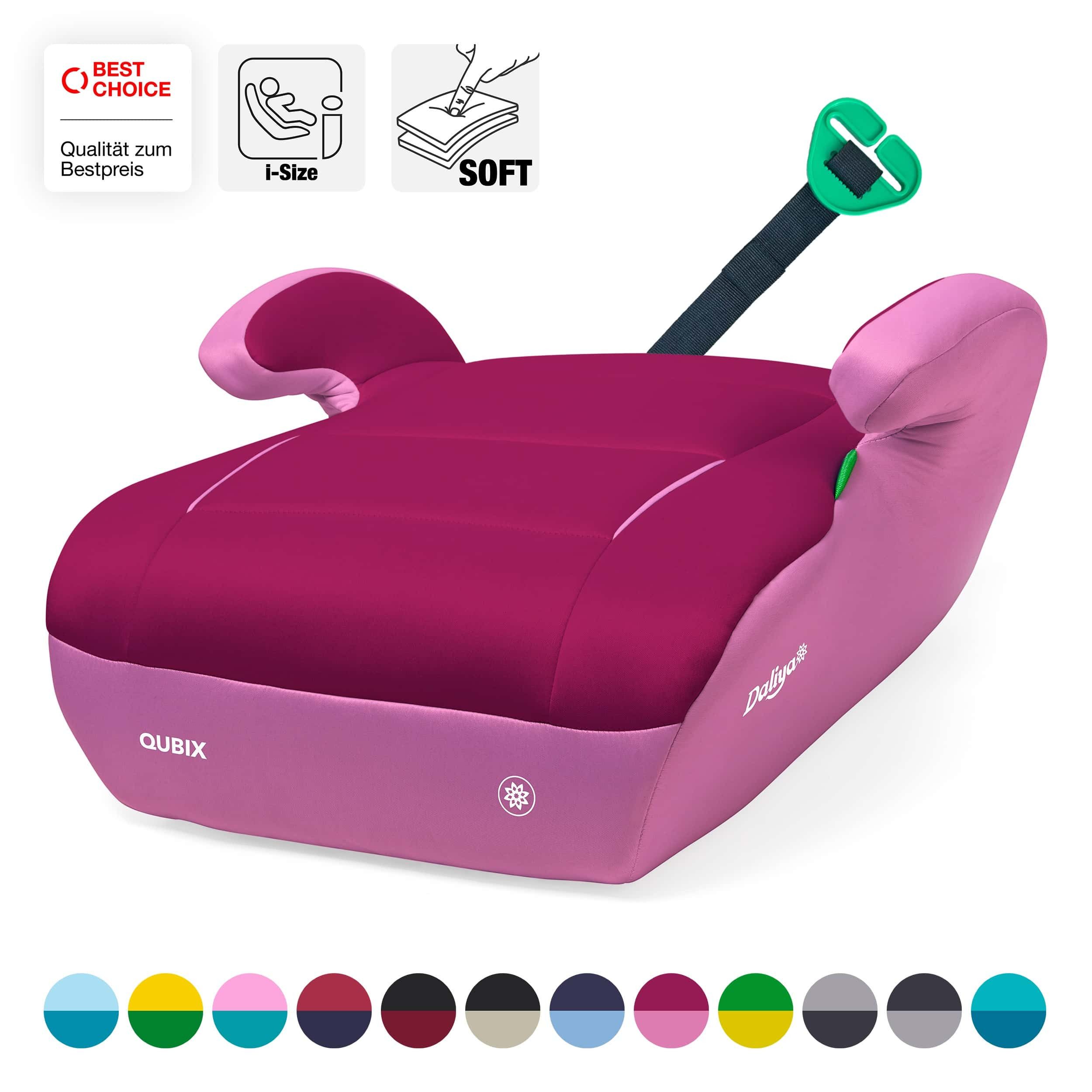 Daliya® Kindersitzerhöhung QUBIX I-Size Sitzerhöhung, Kindersitzerhöhung, Kindersitz, ab: ab 6 Jahre oder 125cm Körpergröße, bis: bis 12 Jahre oder 150cm Körpergröße, ab: 125 cm, bis: 150 cm, (Packung, 1-tlg), I-Size, Gurtfix, ergonomisch, weich, waschbar