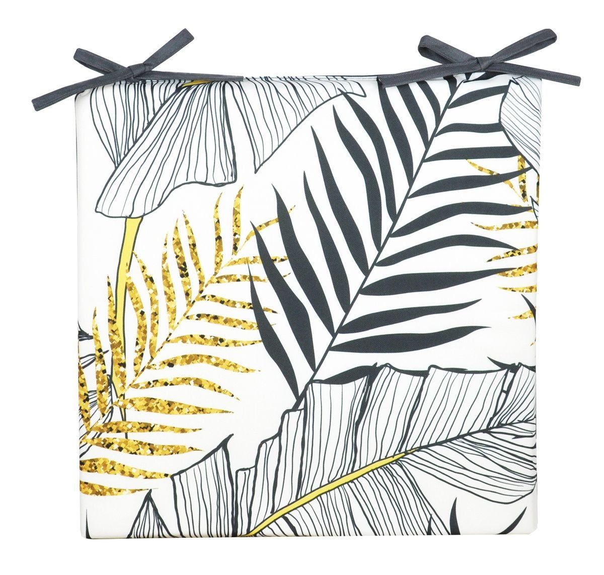 Kissen Wasserfest, Lotus Innen Stuhlkissen Gartenkissen, & Robust, JACK Sitzkissen, Wende Lounge Außen 40x40cm Stuhlkissen JACK Outdoor Gold Motiv Effekt, Blatt