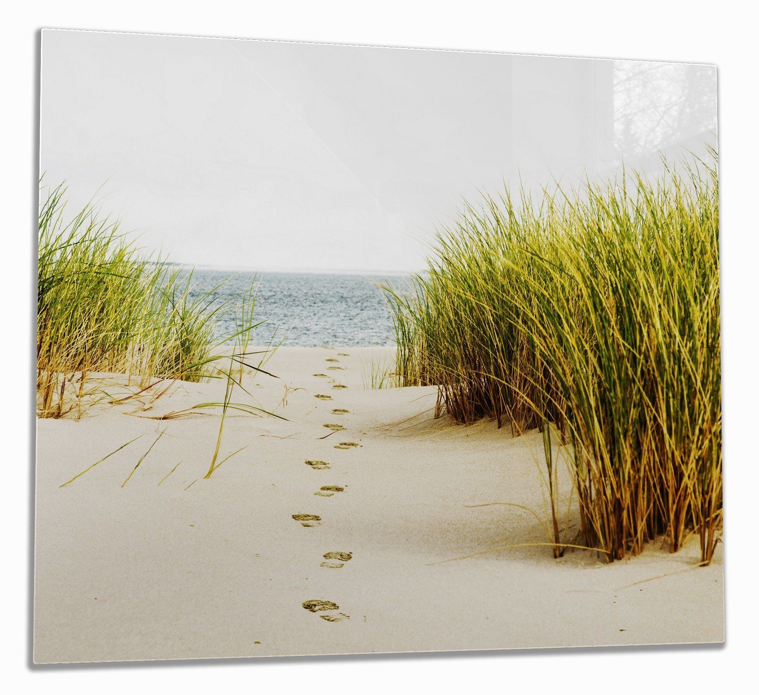 Wallario Herd-Abdeckplatte Spuren im Sand- Fußspuren durch die Düne zum Meer, ESG-Sicherheitsglas, (Glasplatte, 1 tlg., inkl. 5mm Noppen), verschiedene Größen