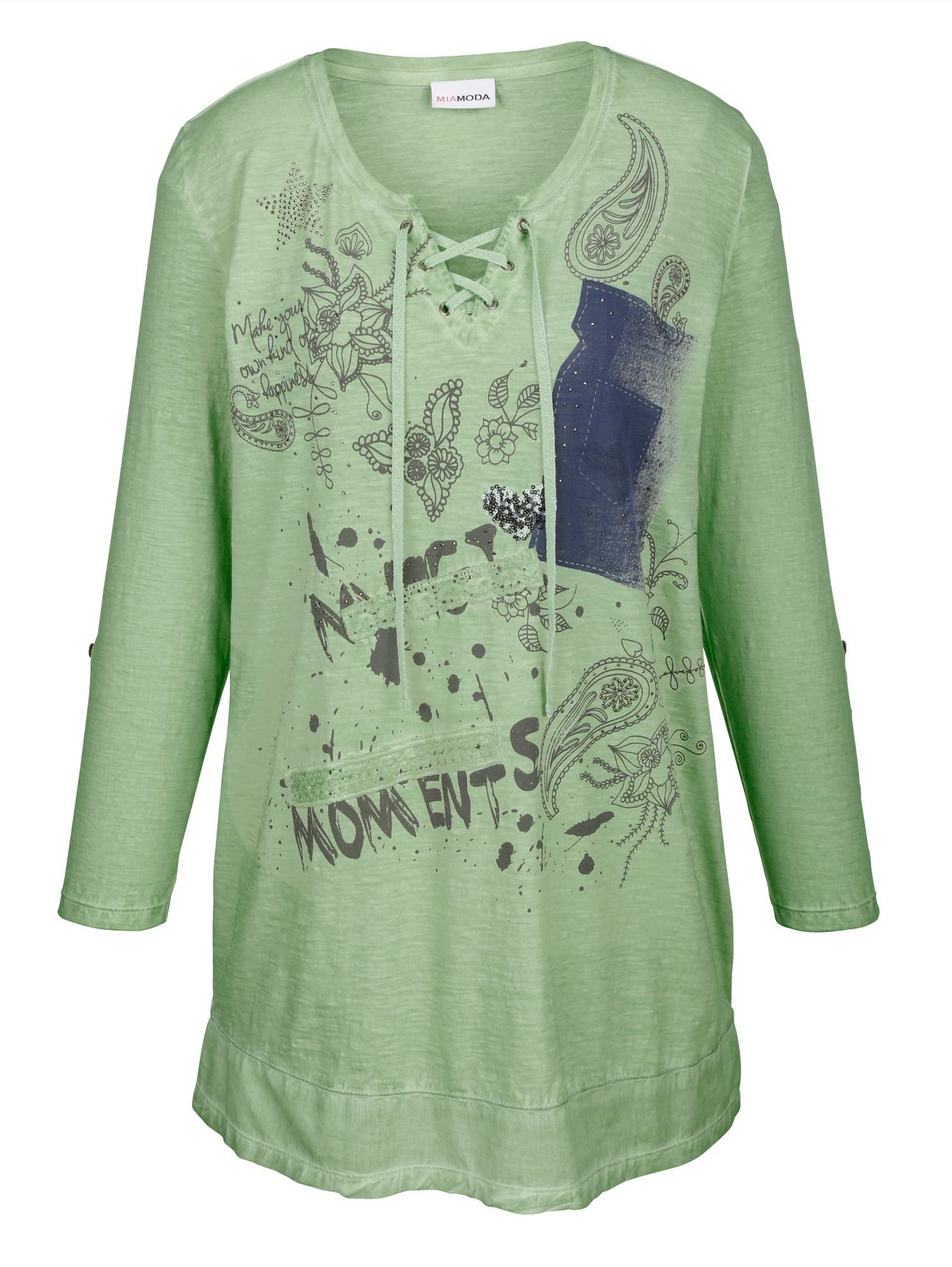 MIAMODA Longshirt mit Chiffon-Besatz am Saum | OTTO
