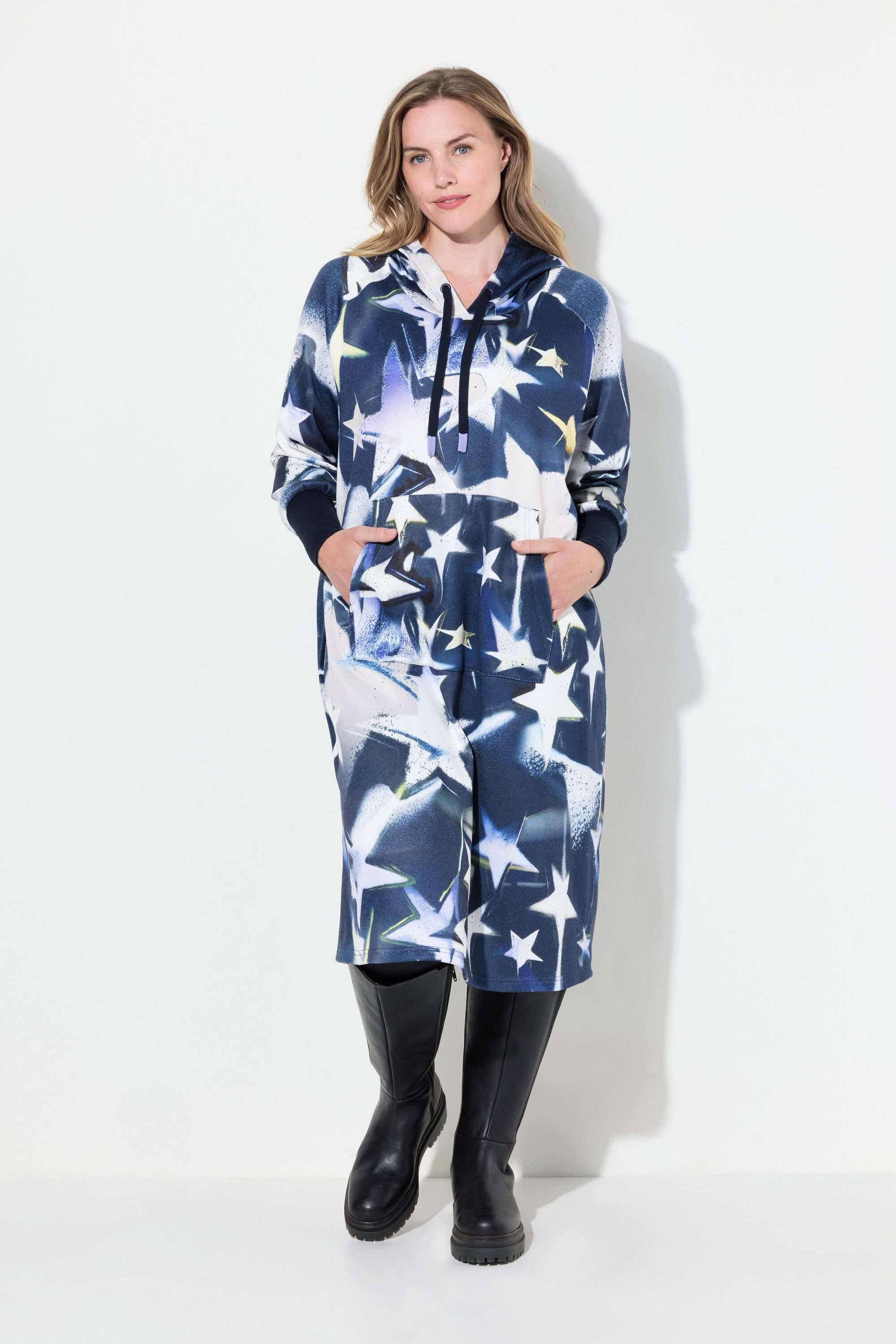 Midikleid Sweatkleid Kapuze Langarm oversize