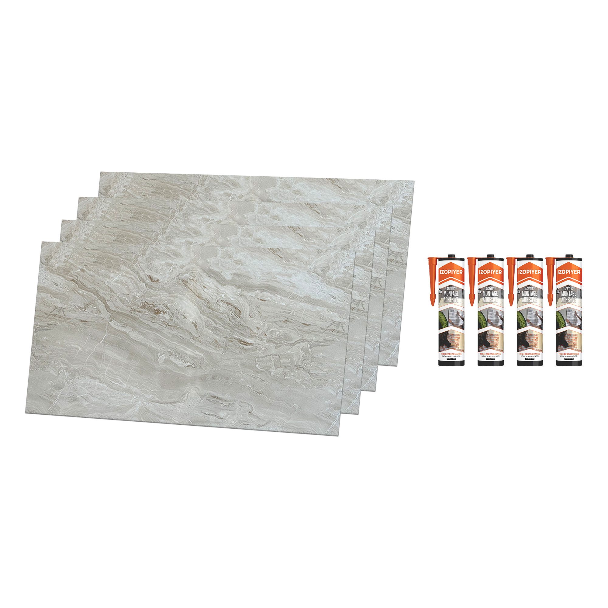 IZODEKOR 3D Wandpaneel IZODEKOR Wandverkleidung Marmoroptik 120x60cm Alternative zu Badfliese