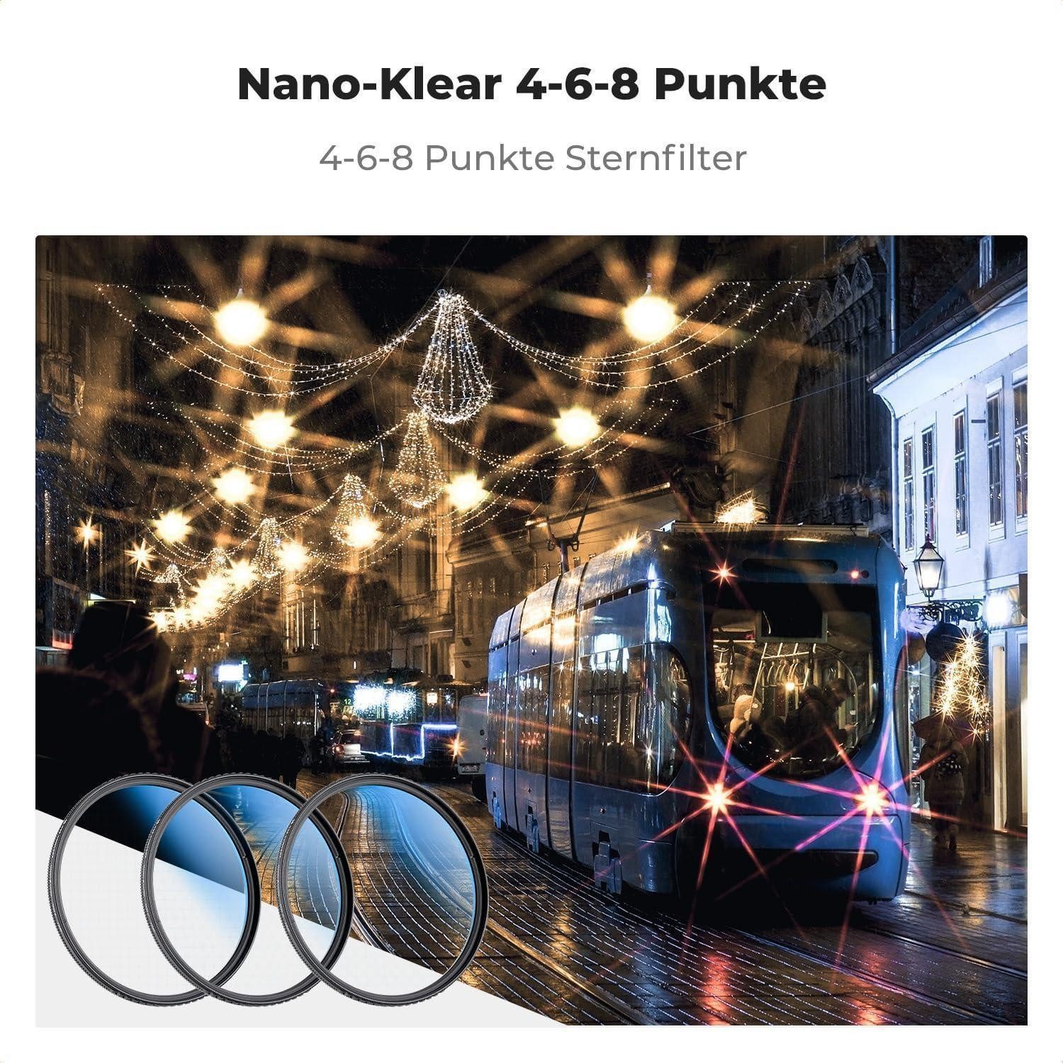 LuxusKollektion Nano K-Serie 67mm Sternfilter 4 6 8 Punkte für Sternenlichteffekte Sternfilter