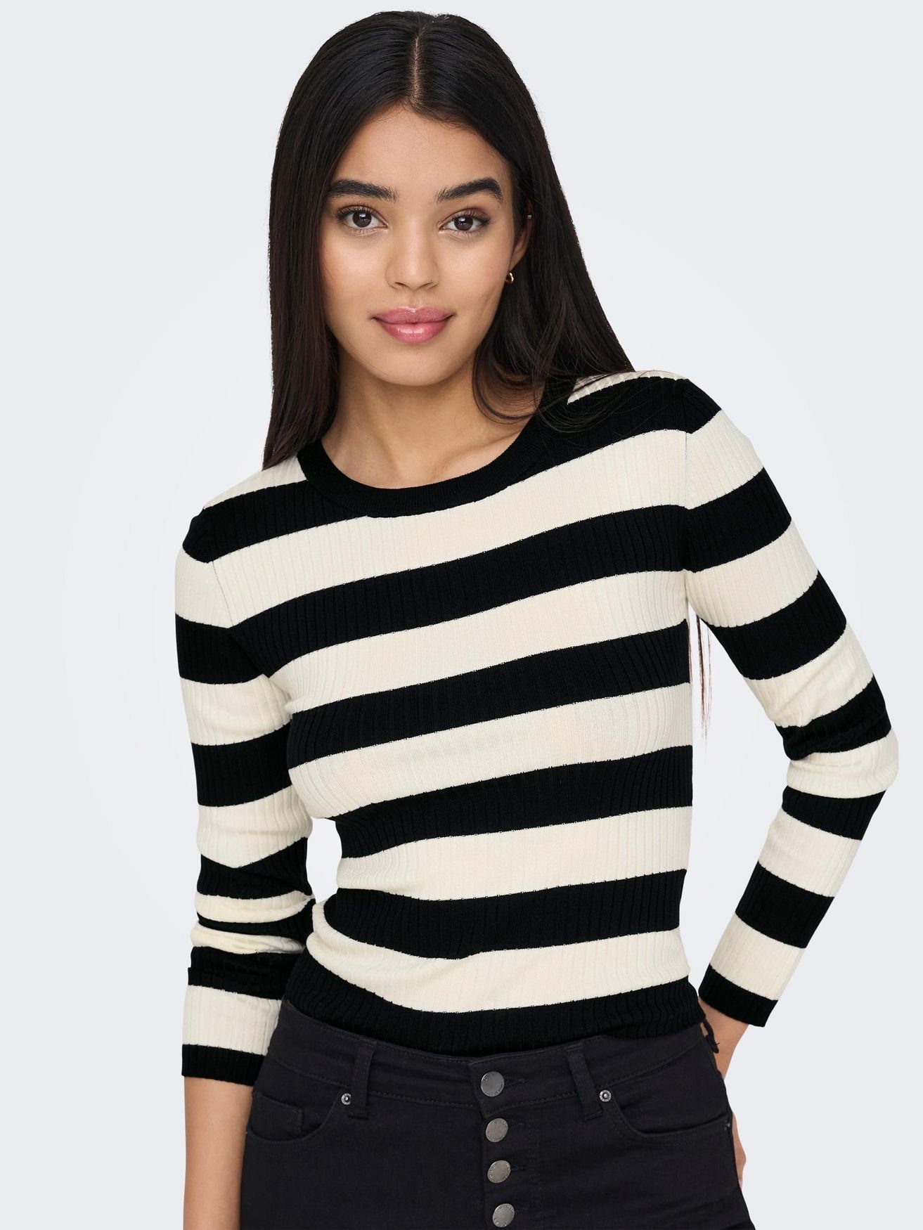 JACQUELINE de YONG Strickpullover JDYPLUM L/S O-NECK STRIPE PULLOVER KNT günstig online kaufen