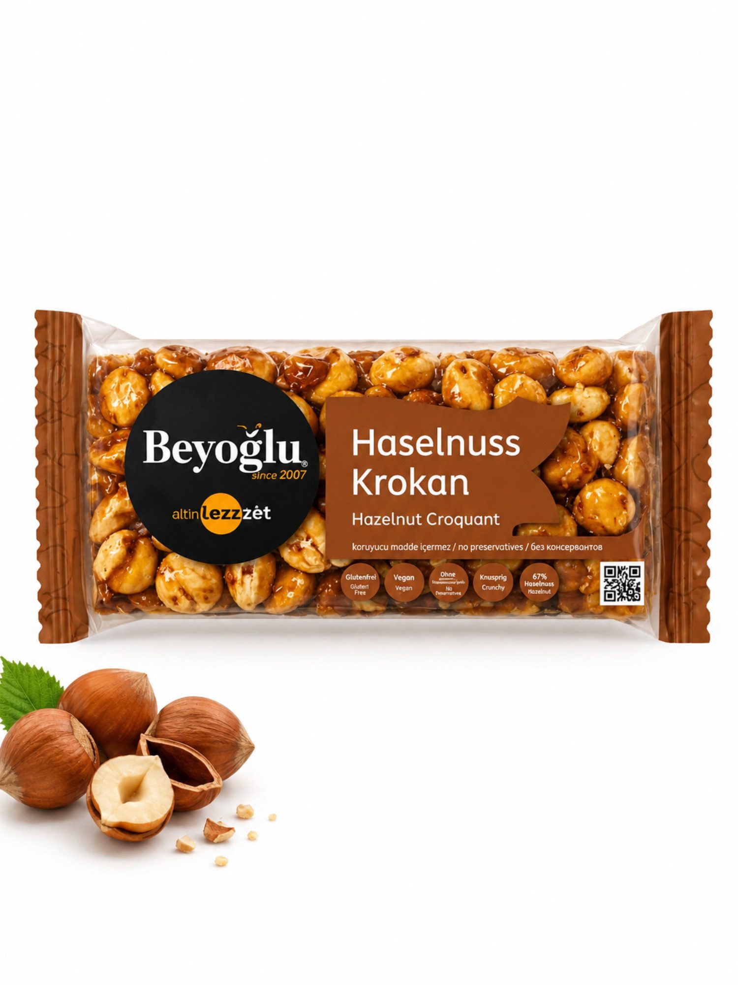 Beyoglucitiri Cerealien Beyoğlu Haselnuss Krokant – 40 g – %67 Haselnuss, 1 x (Einzelartikel), Mit 67 % Haselnüssen Glutenfrei, Ohne Konservierungsstoffe
