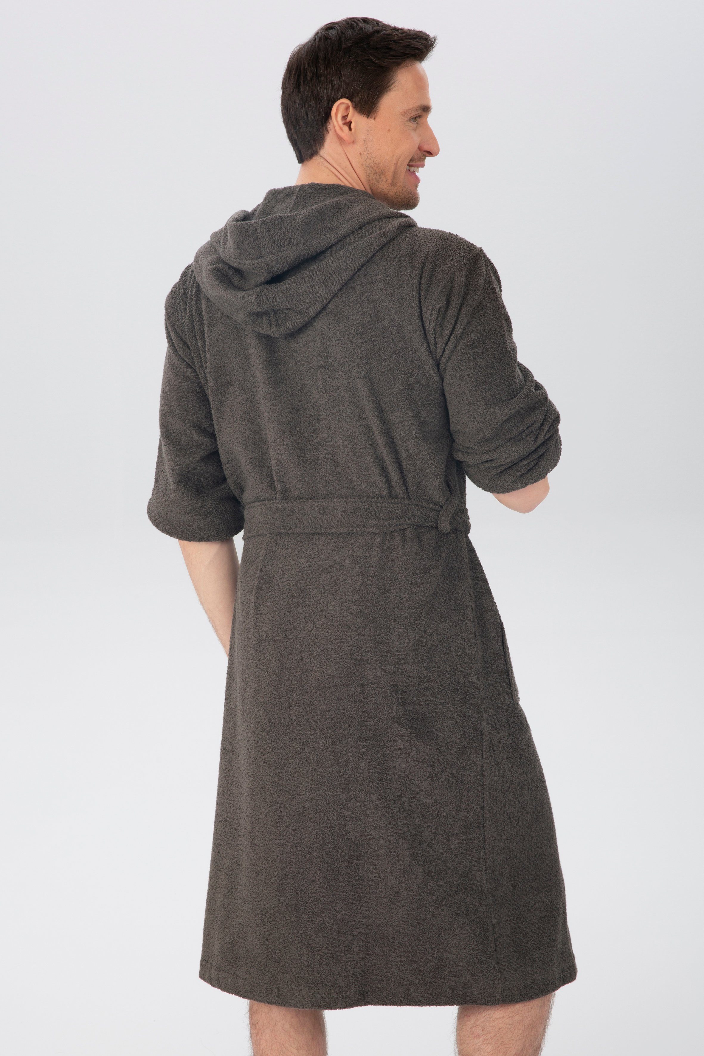 OTTO home Unisex-Bademantel Sanremo, ideal für Sauna & Spa, Hotelbademantel, Morgenmantel, Langform, Baumwolle, Kapuze, Gürtel, mit Taschen, Damen & Herren Bademäntel, S-3XL