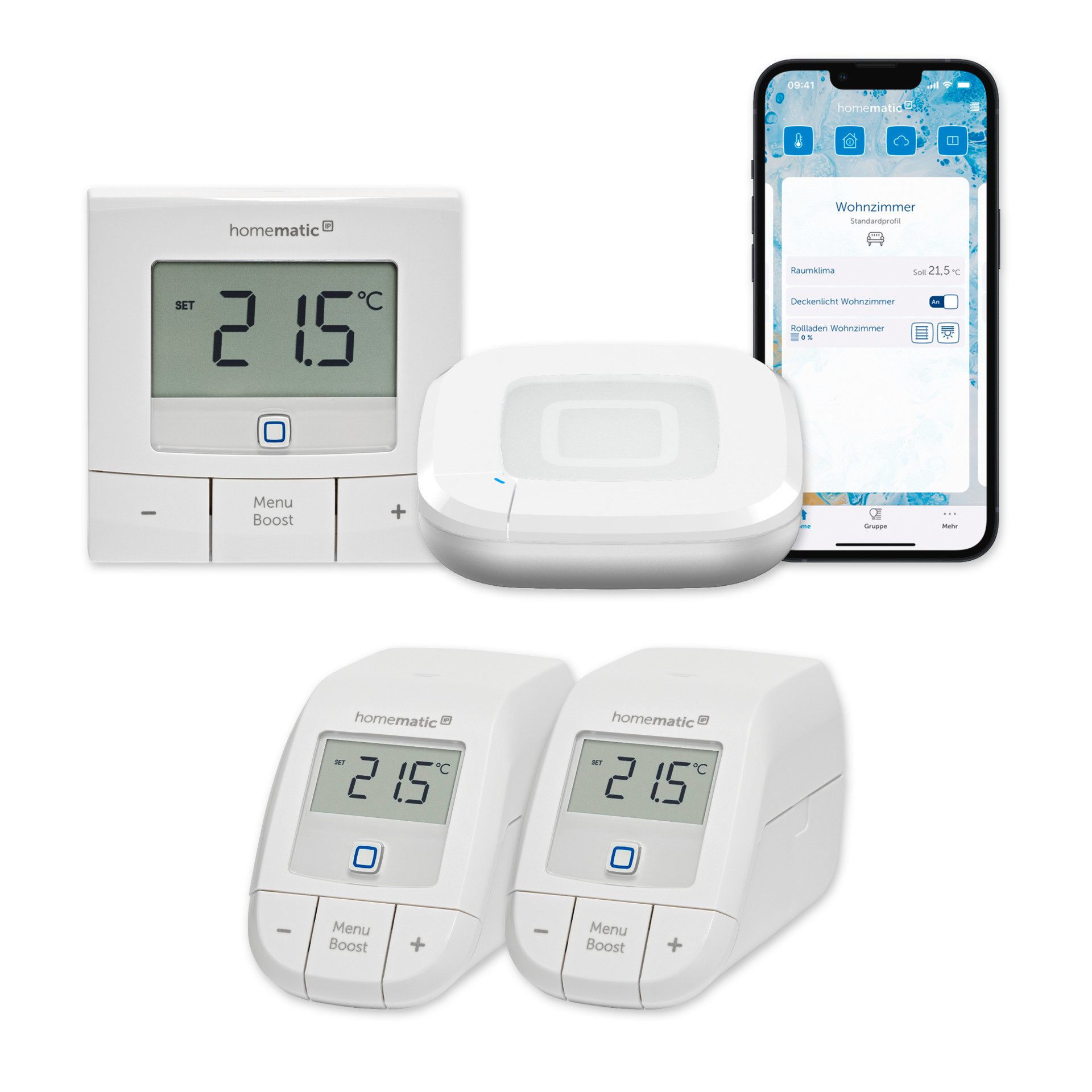 Homematic IP Bundle Heizen für 2 Heizkörper + Wandthermostat Smart-Home-Zubehör