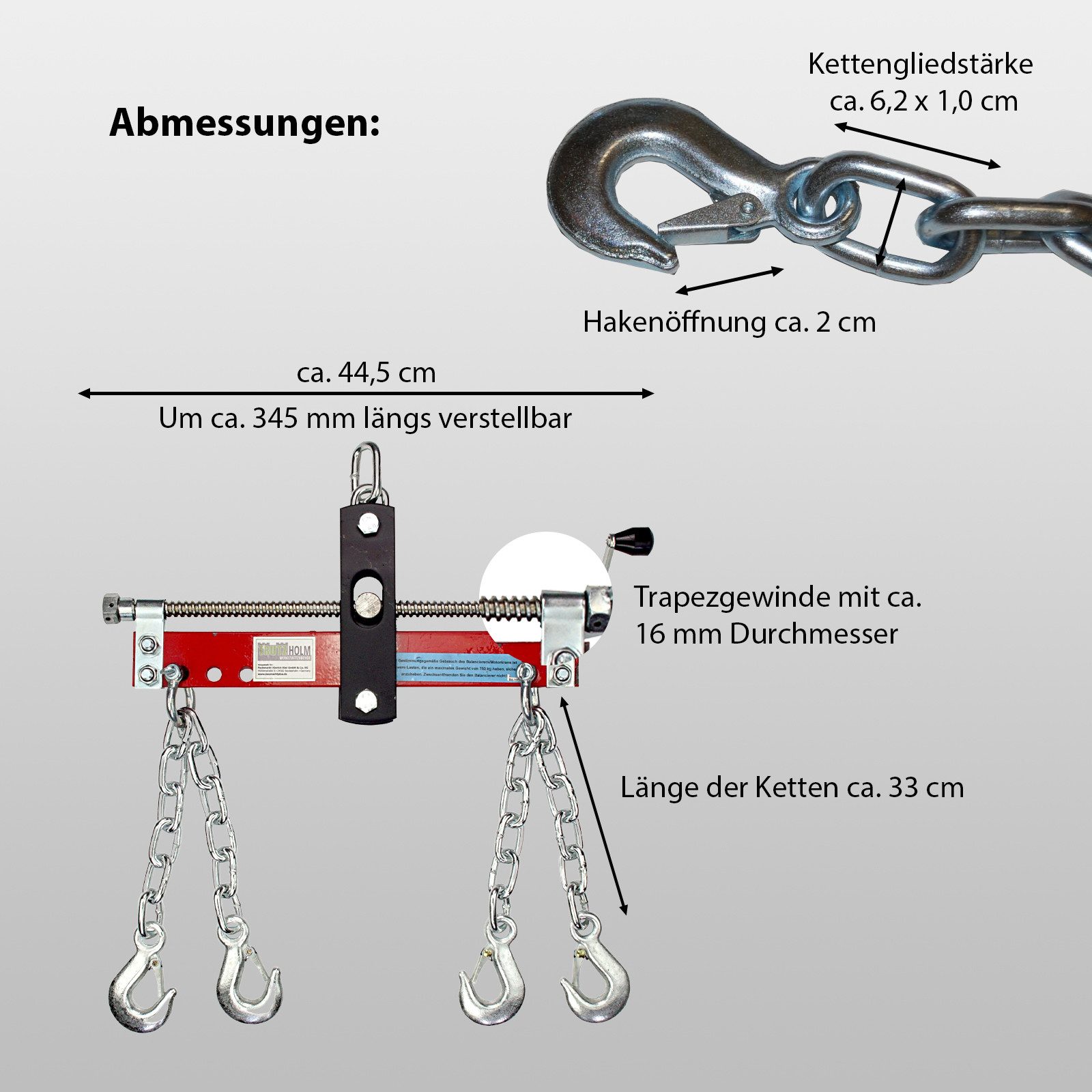 TRUTZHOLM Werkstattkran Balancierer Positionierer für Motorkran Kran Hebekran 750 kg, Set 1-St. Ideal für Wartungsarbeiten