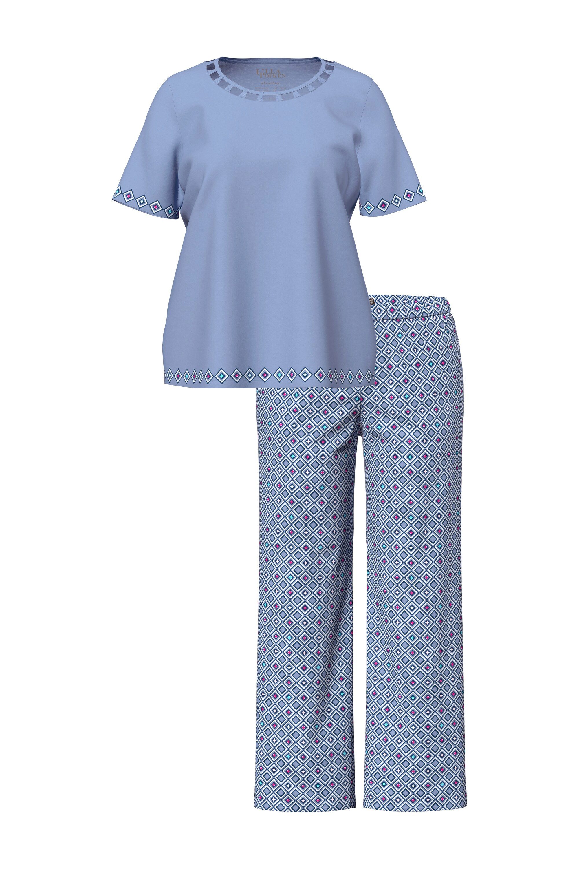 Ulla Popken Pyjama Pyjama Cut-Out-Borte Rundhals Halbarm