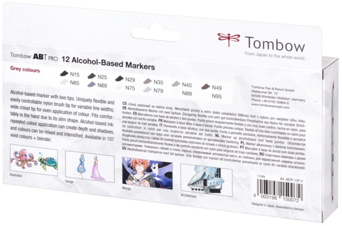 TOMBOW Filzstift Dual-Fasermaler ABT Pro Keilspitze/Pinselspitze Alkoholbasis VE=12 Stü