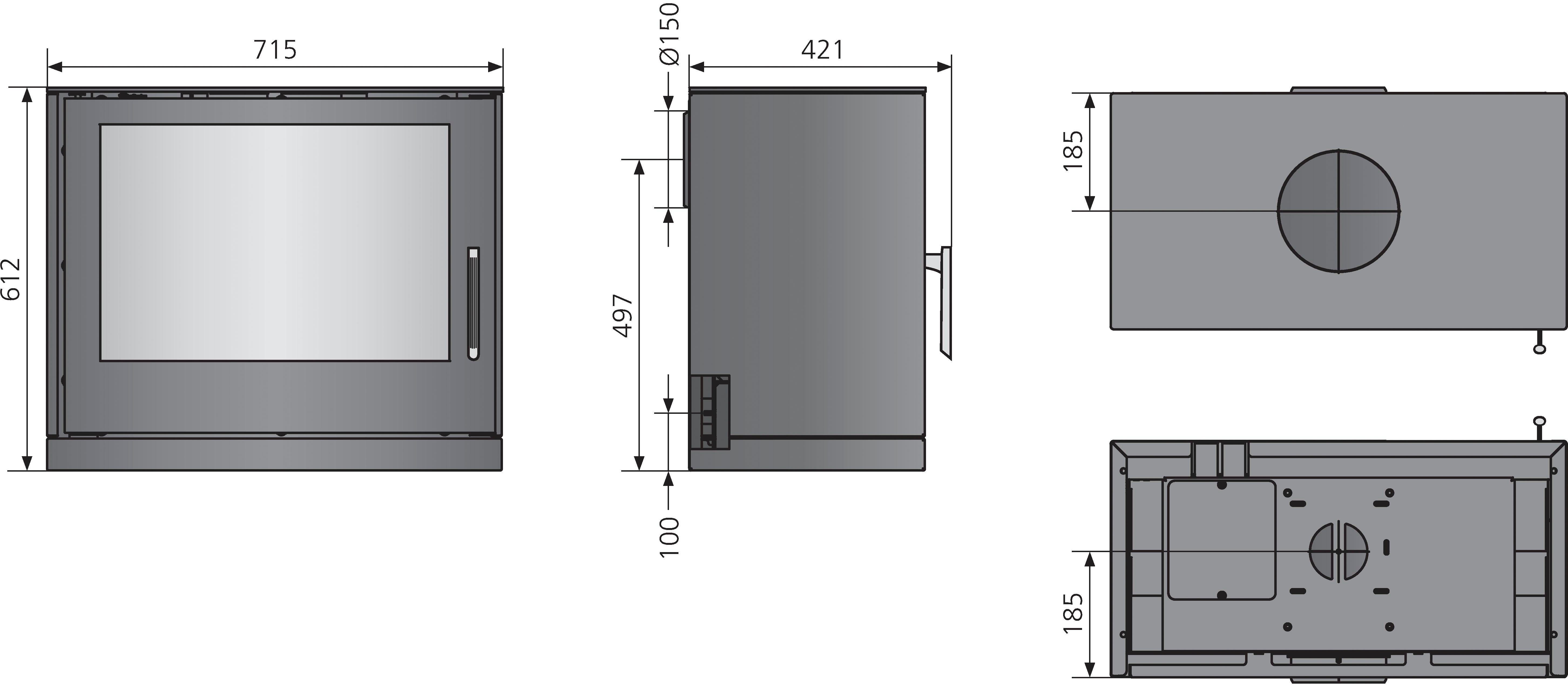 JUSTUS Kaminofen Dias, 6,5 kW, Zeitbrand, Baukasten-System, ohne Standfüße