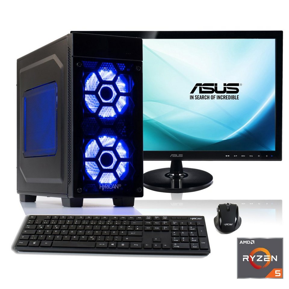 HYRICAN Ryzen™ 5 2600 16GB SSD + HDD GeForce® GTX 1080 + 27"