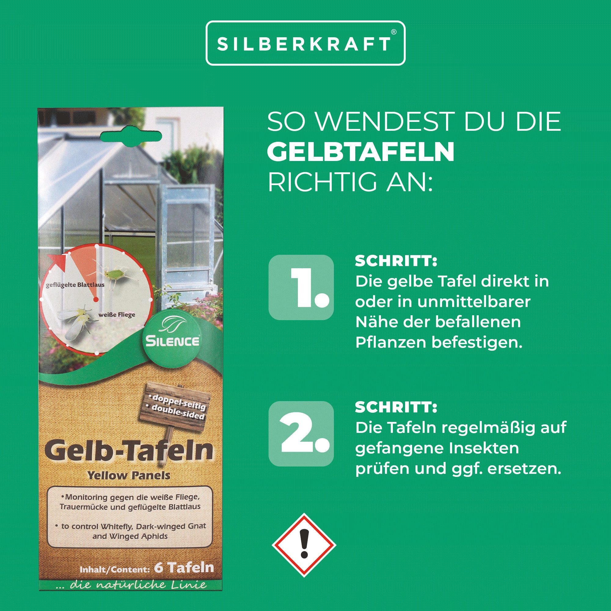 Thumbnail - Silberkraft Insektenfalle Silence Gelbtafeln (klein): Optimales Monitoring gegen weiße Fliege
