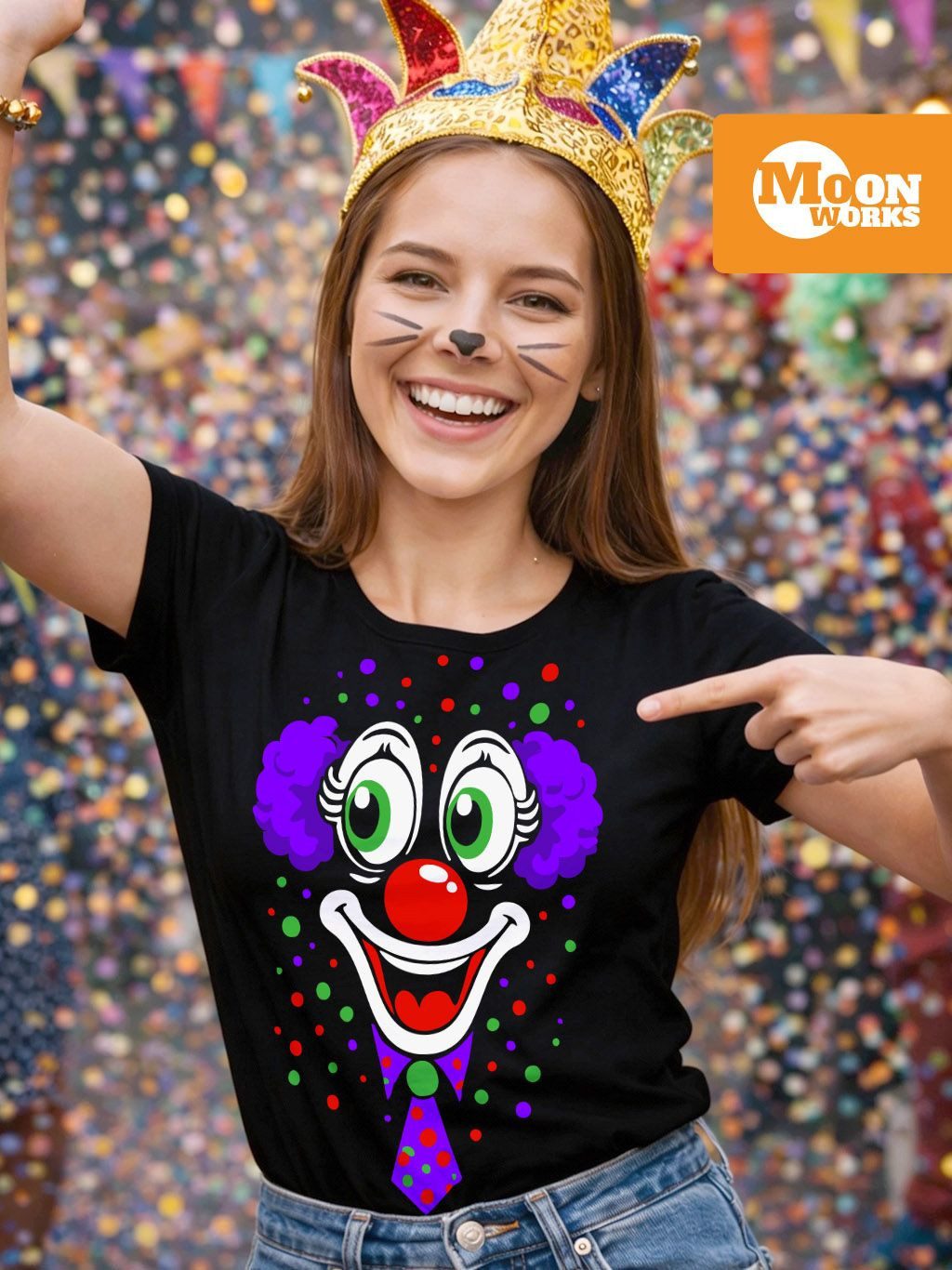 MoonWorks Print-Shirt Damen T-Shirt - Clownsgesicht- Fasching Karneval Ersa günstig online kaufen