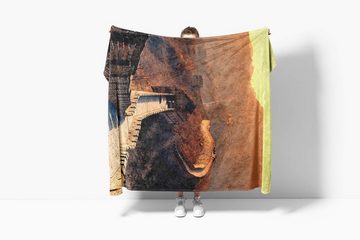 Sinus Art Handtücher Handtuch Strandhandtuch Saunatuch Kuscheldecke mit Fotomotiv Berge Chinesische Mauer, Baumwolle-Polyester-Mix (1-St), Handtuch