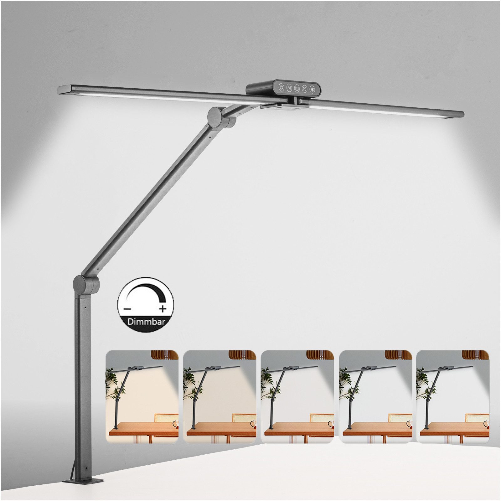 Jibenhome LED Schreibtischlampe LED Leselampe Klemmleuchte Dimmbar Doppelko günstig online kaufen