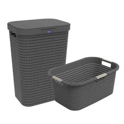 ROTHO Wäschekorb Country Wäscheset 2tlg. 55l, 40l, Kunststoff (PP) BPA-frei (Wäscheset, Set 2-tlg), Löcher an den Seiten ermöglicht Luftzirkulation innerhalb der Wäschebox