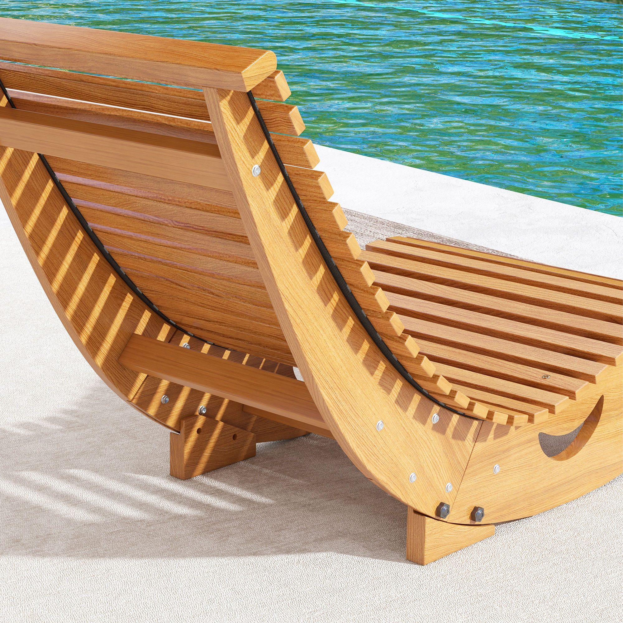 OKWISH Schaukelstuhl Outdoor Schaukelstuhl Hochlehner 130x60x60 cm Kiefernholz Hellbraun (Relaxstuhl mit hoher Rückenlehne für Terrasse & Outdoor Bereich, 1 St), Einstellbarer Schaukelstuhl aus Holz für Garten & Balkon