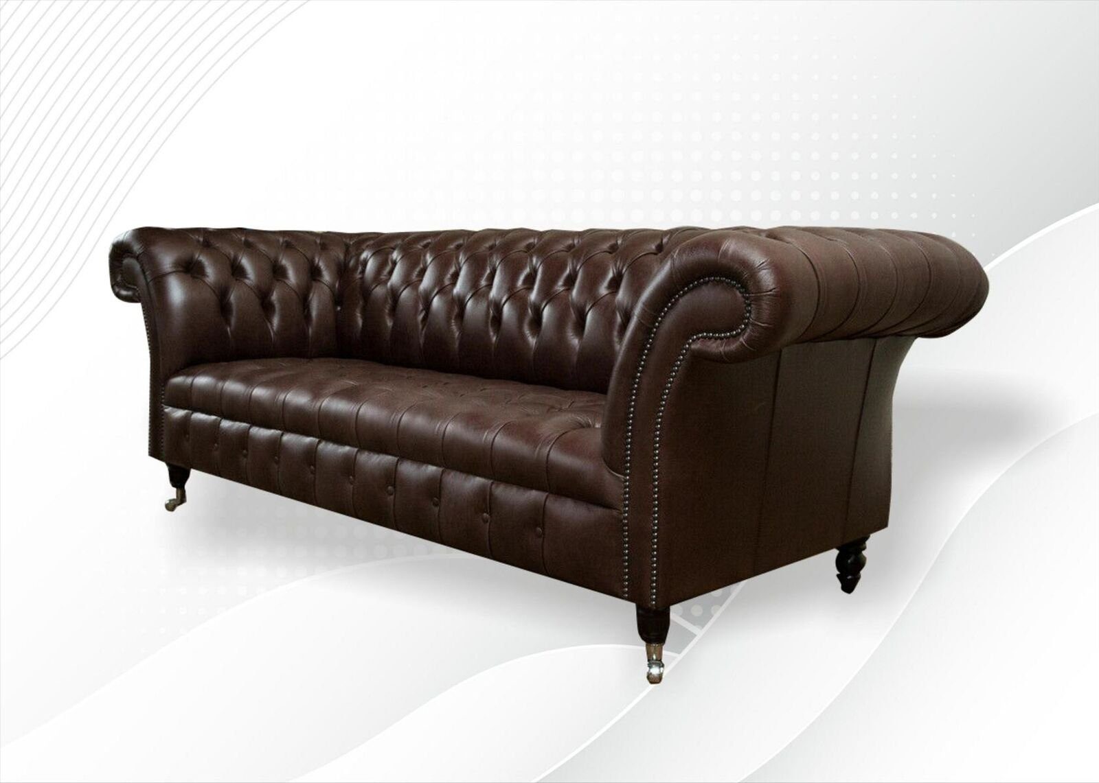 3-Sitzer Sofort Leder Chesterfield JVmoebel Möbel 3 Leder 100% Sofa Luxus Sitzer