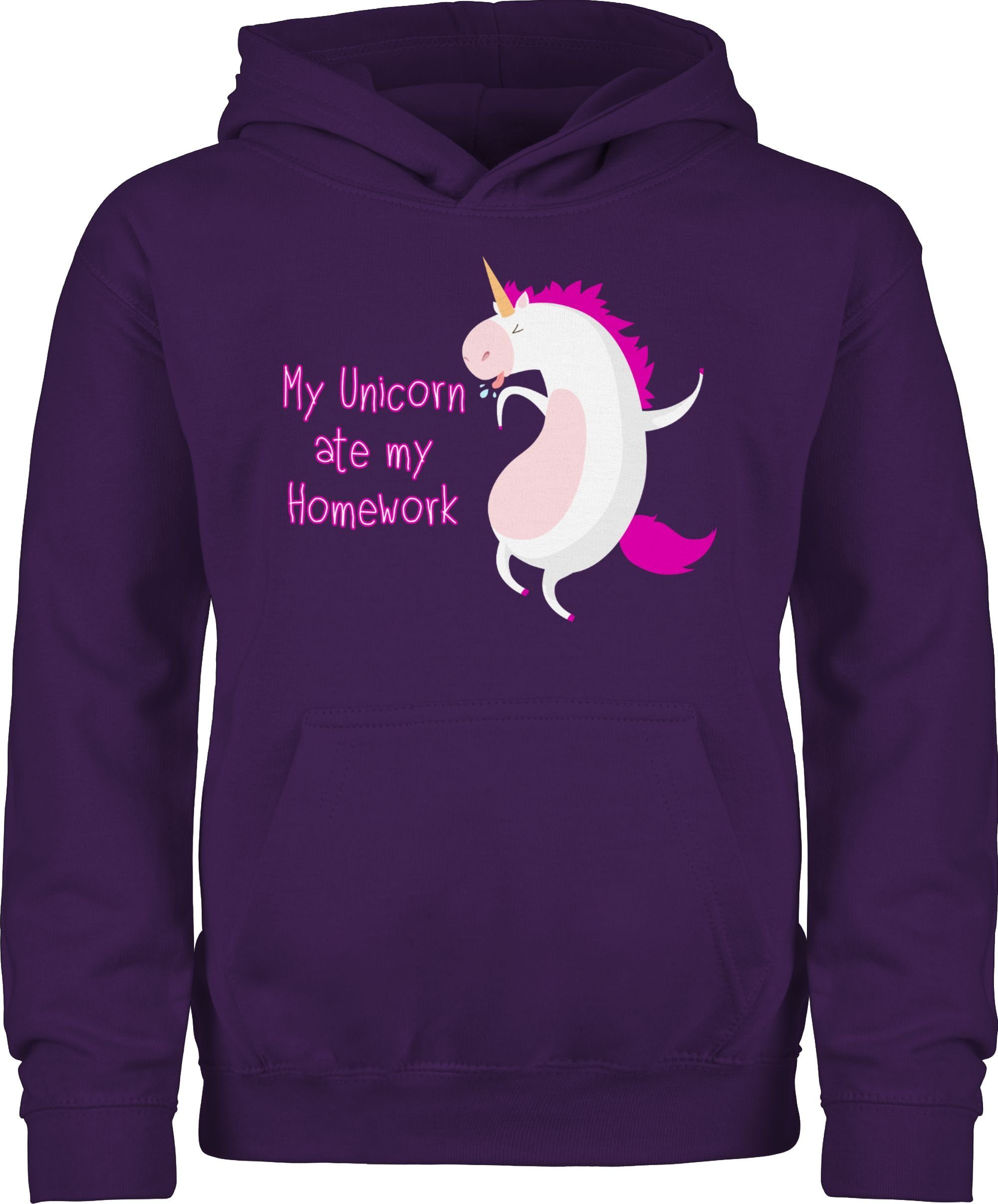 Shirtracer Hoodie My unicorn ate my homework Tiermotiv Animal Print 1 Lila