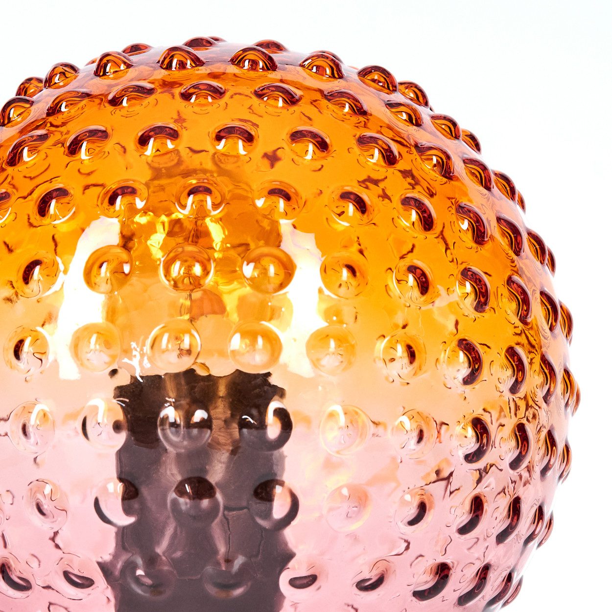 hofstein Tischleuchte Tischlampe aus Glas/Metall in Orange/Bernsteinfarben/Rosa/Schwarz, ohne Leuchtmittel, Leuchte im Retro/Vintage-Design mit Glasschirm (16,5 cm), E27