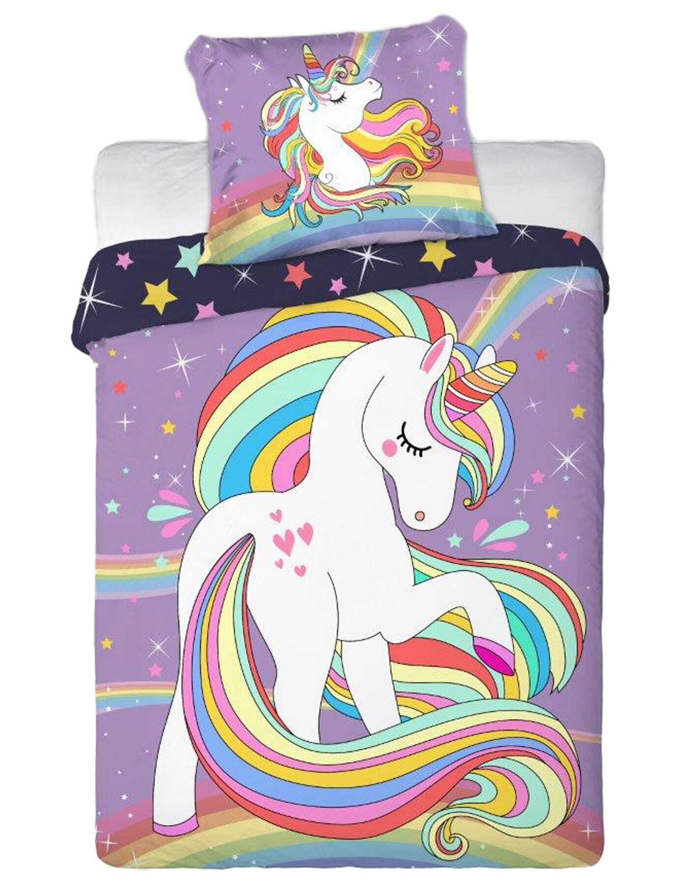 Kinderbettwäsche Bettwäsche Einhorn Sterne
