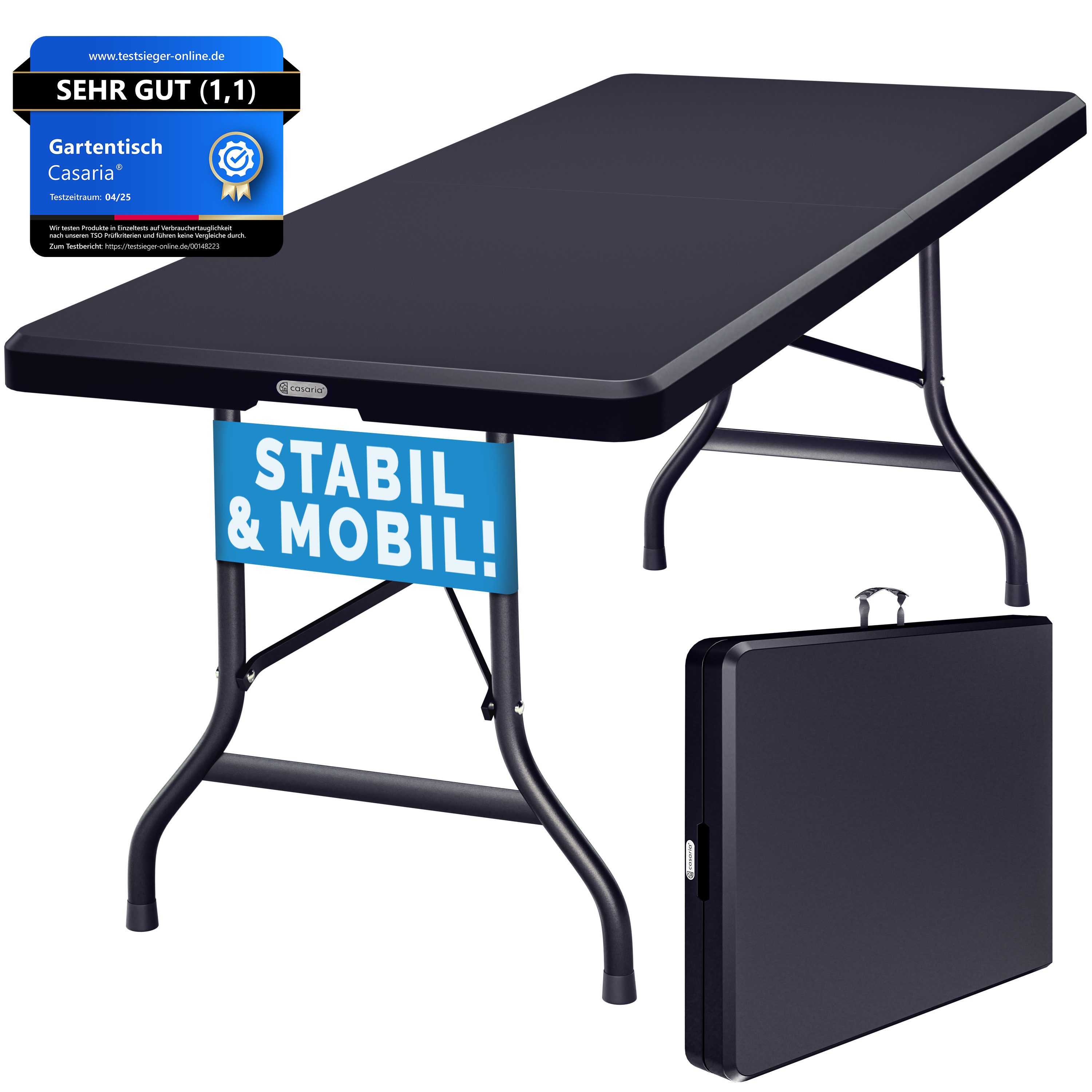 Casaria Gartentisch (1-St), 180x75cm Klappbar Wetterfest Tragbar Garten Cam günstig online kaufen