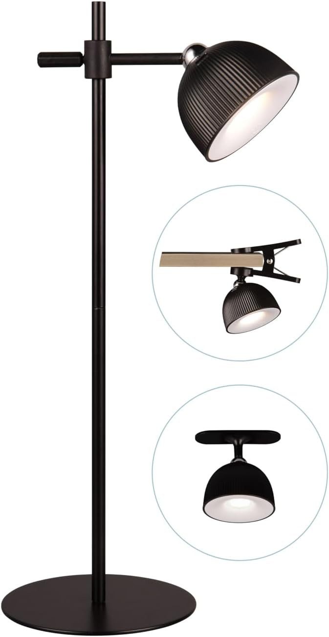 lightling LED Tischleuchte Maximillian, Touchfunktion, LED fest integriert, Warmweiß, Klemmleuchte, 4 fach Touch, höhenverstellbar, Akkubetrieb