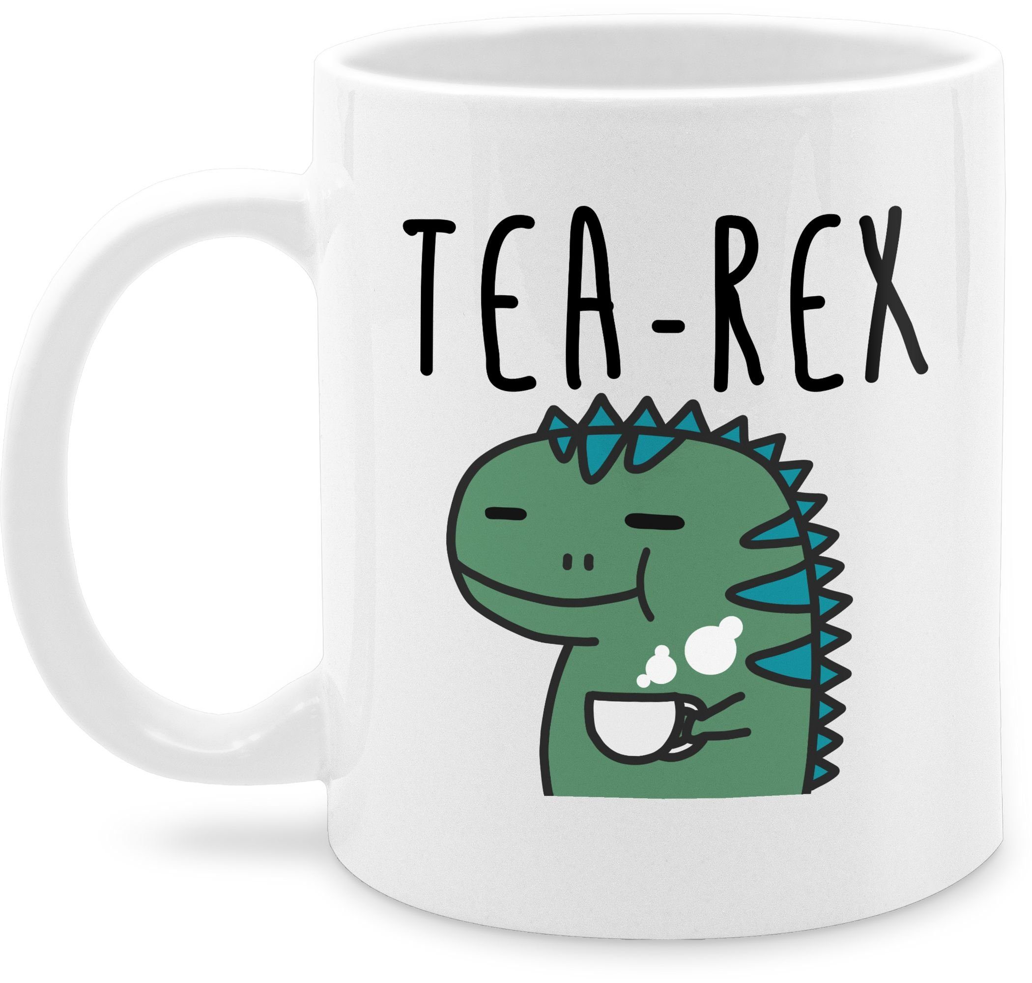 Shirtracer Tasse Tea-Rex, Keramik, Statement Sprüche 2 Weiß