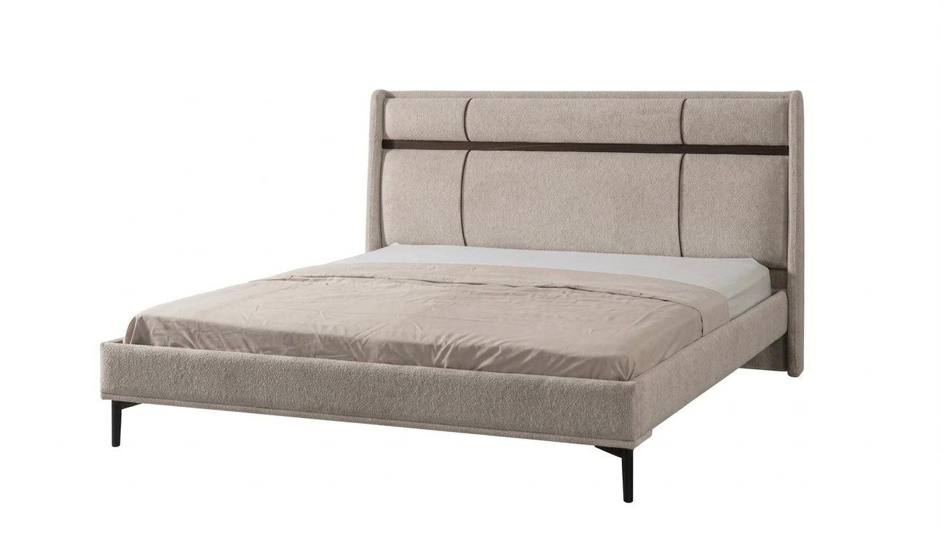Xlmoebel Bett Beiges großes Bett modernes Bett Designer-Bett Schlafzimmer (1-tlg., 1-tlg)