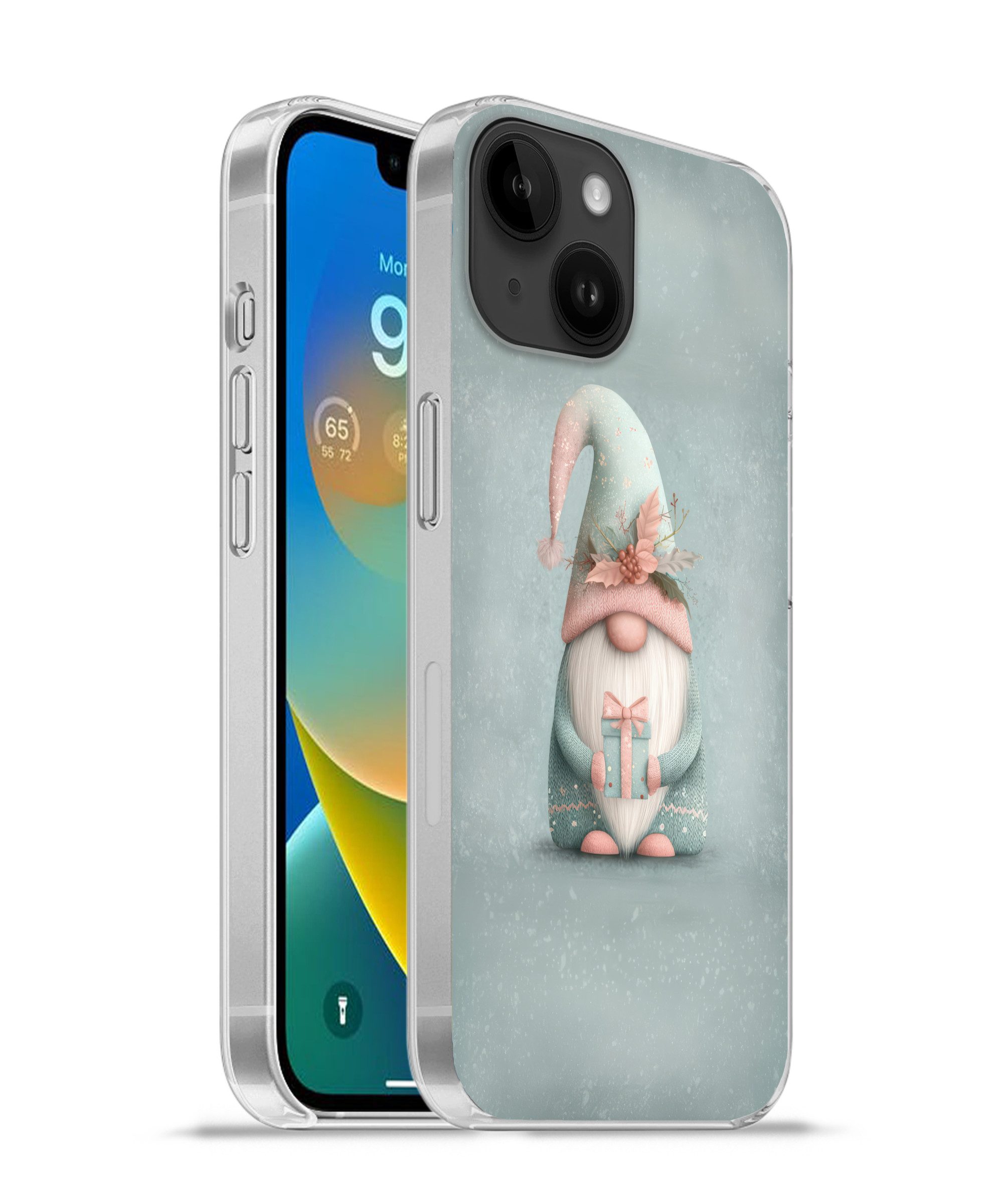 MuchoWow Handyhülle für Apple iPhone 14 Weihnachtszwerg - Geschenk - Grün, Smartphone-Bumper, Print, Handy Schutzhülle Dünn