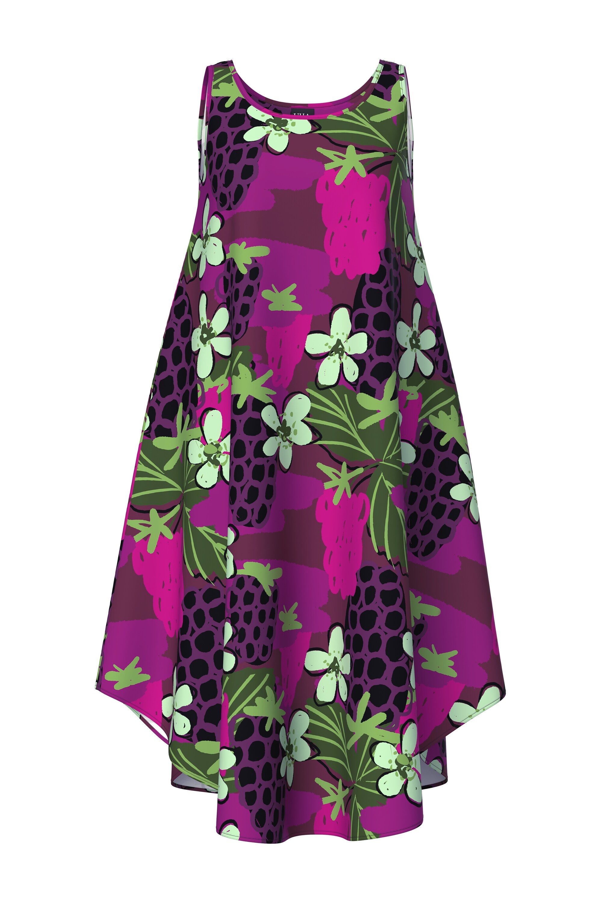 Ulla Popken Maxikleid Midikleid Blüten A-Linie Rundhals ärmellos günstig online kaufen