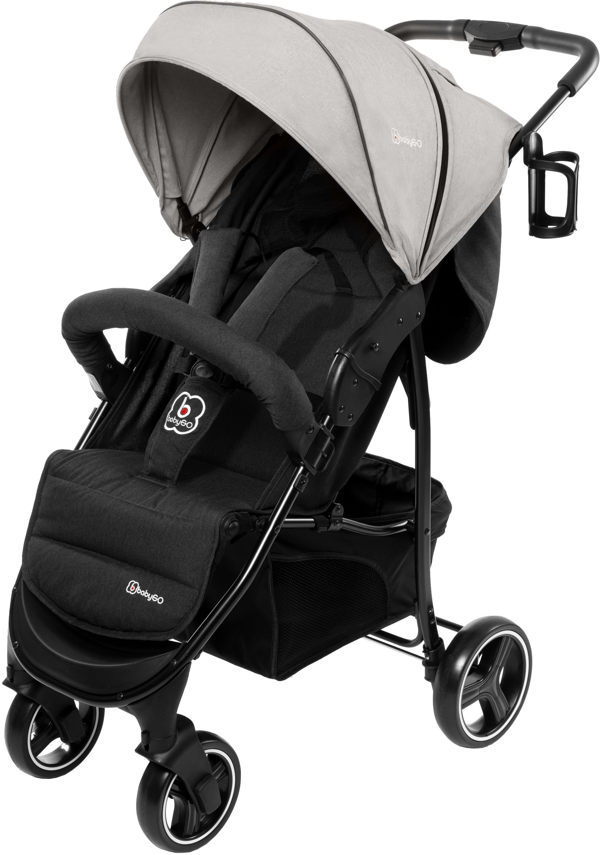 Babyschale Kombi-Kinderwagen BabyGo melange, inklusive und 2in1, Adapter Basket Grey