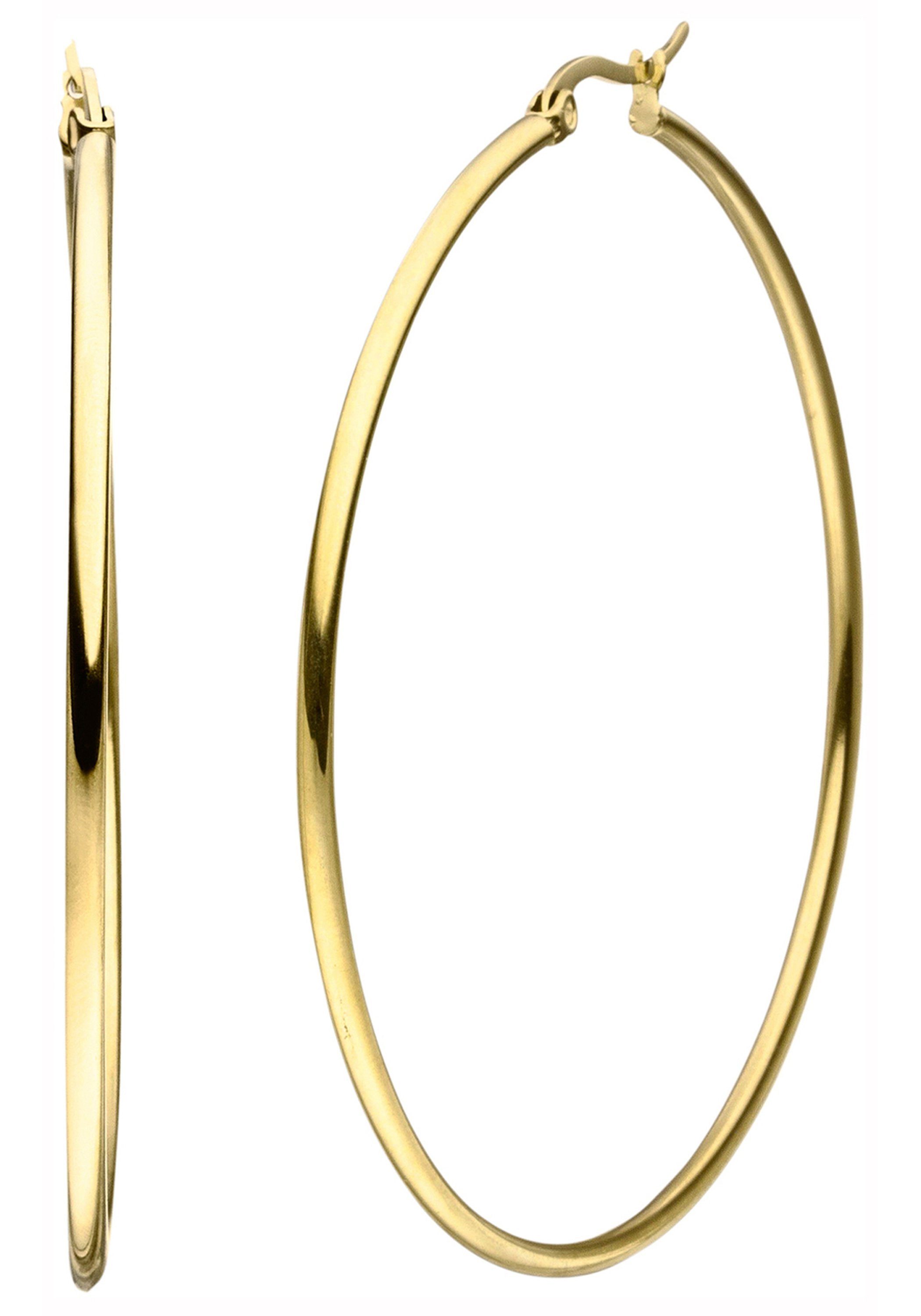 JOBO Paar Creolen, Edelstahl goldfarben beschichtet 60 mm günstig online kaufen