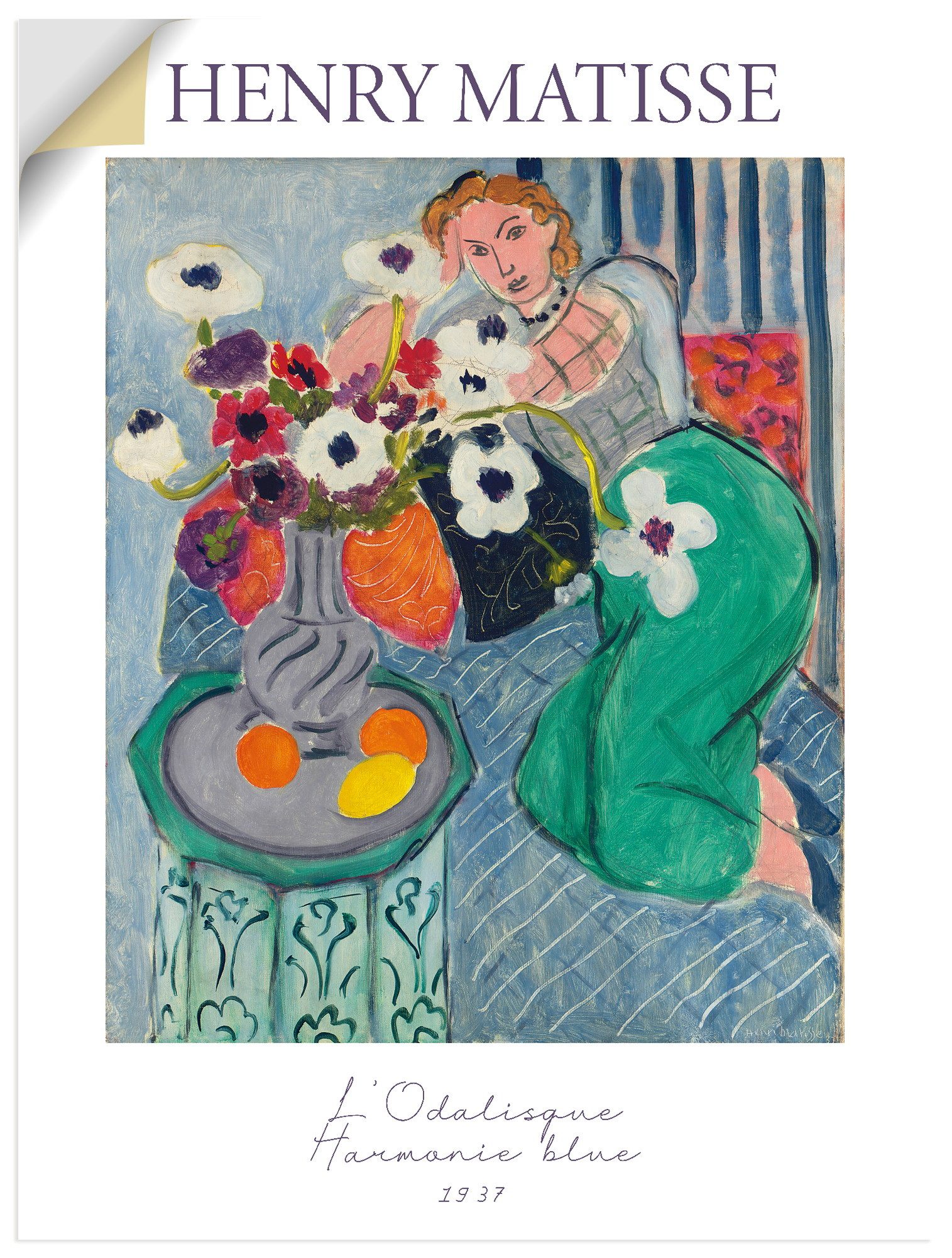 Artland Wandbild L'Odalisque, Harmonie blue. 1937, Arrangements (1 St), als Alubild, Leinwandbild, Poster, Wandaufkleber in verschied. Größen
