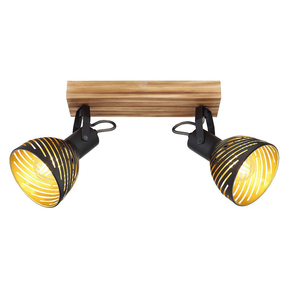 etc-shop LED Deckenspot, Leuchtmittel verstellbar schwarz Deckenlampe gold Deckenleuchte Holz nicht inklusive, Spotleuchte