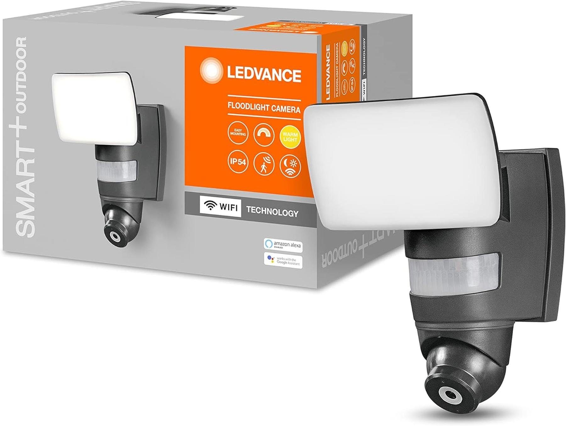 Ledvance Tageslichtlampe Smarte Leuchte warmweiss, LEDVANCE Security Kamera, mit LED Flutstra, dimmbar integrierter