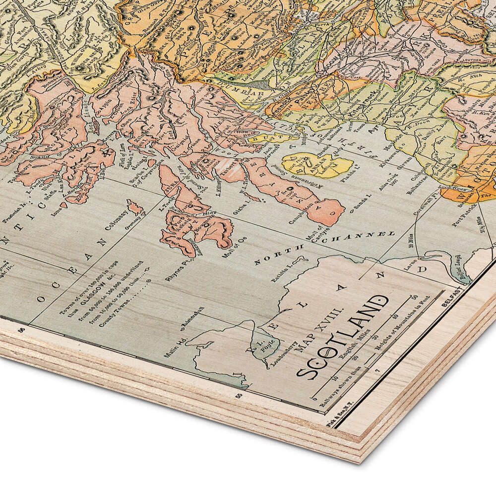 Posterlounge Wandbild Karte: Schottland (Englisch), Granger Collection, erhältlich als Poster, Leinwandbild, Wandsticker oder Acrylglasbild
