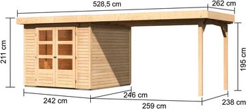 Karibu Gartenhaus Arnis 3,5, BxT: 266x262 cm, (Set), mit Anbaudach 2,80 cm Breite