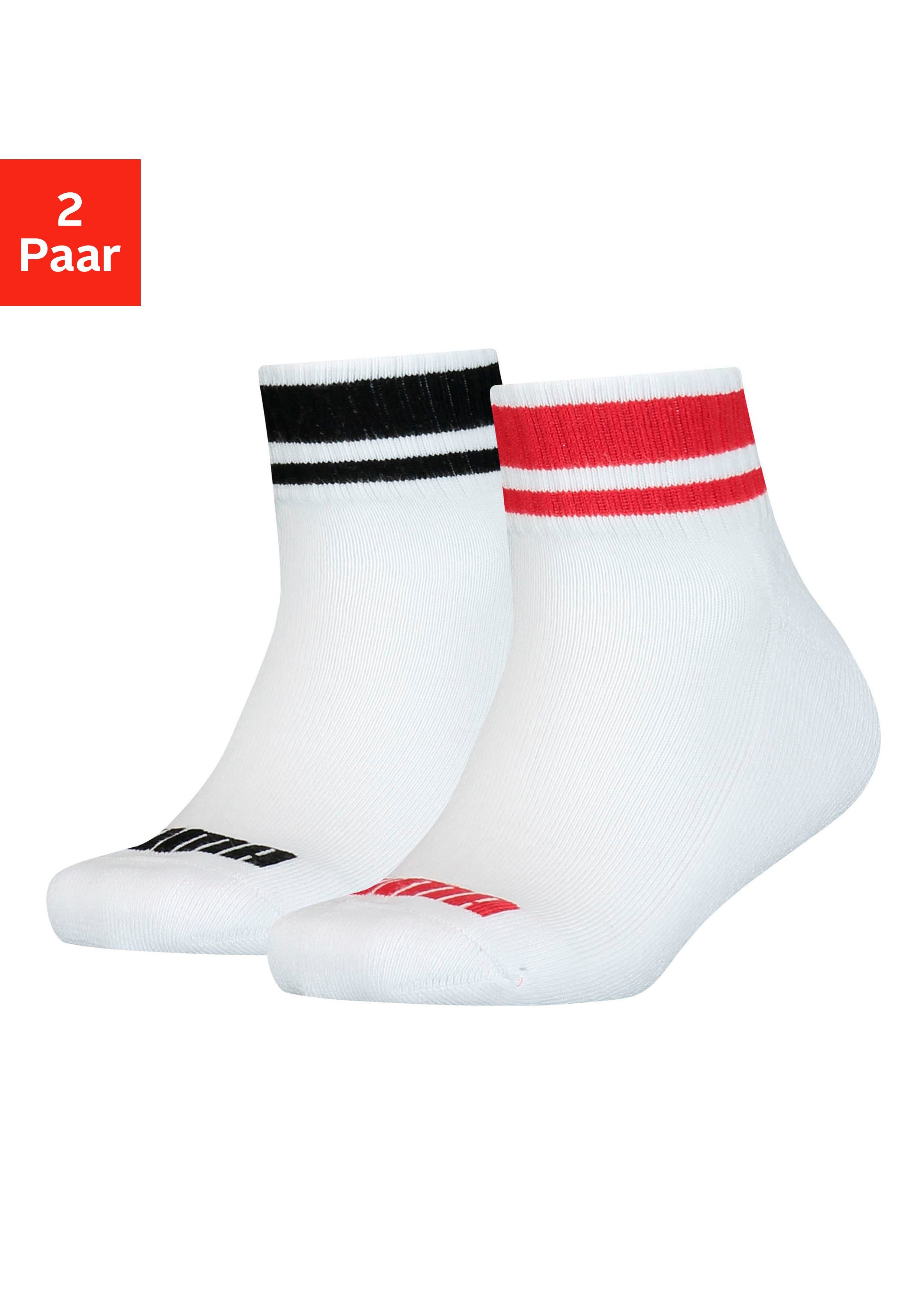 gestreiften PUMA Junior mit Bündchen weiß Clyde (2-Paar) Kurzsocken