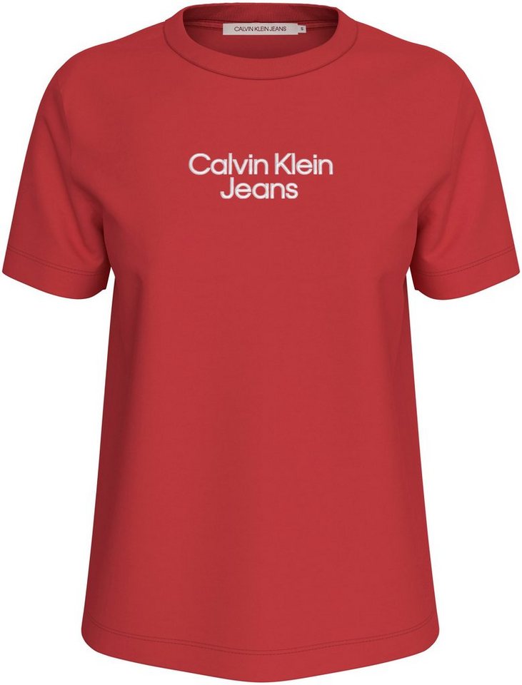 Calvin Logoschriftzug TEE T-Shirt mit STACKED Jeans Klein REG INSTITUTIONAL