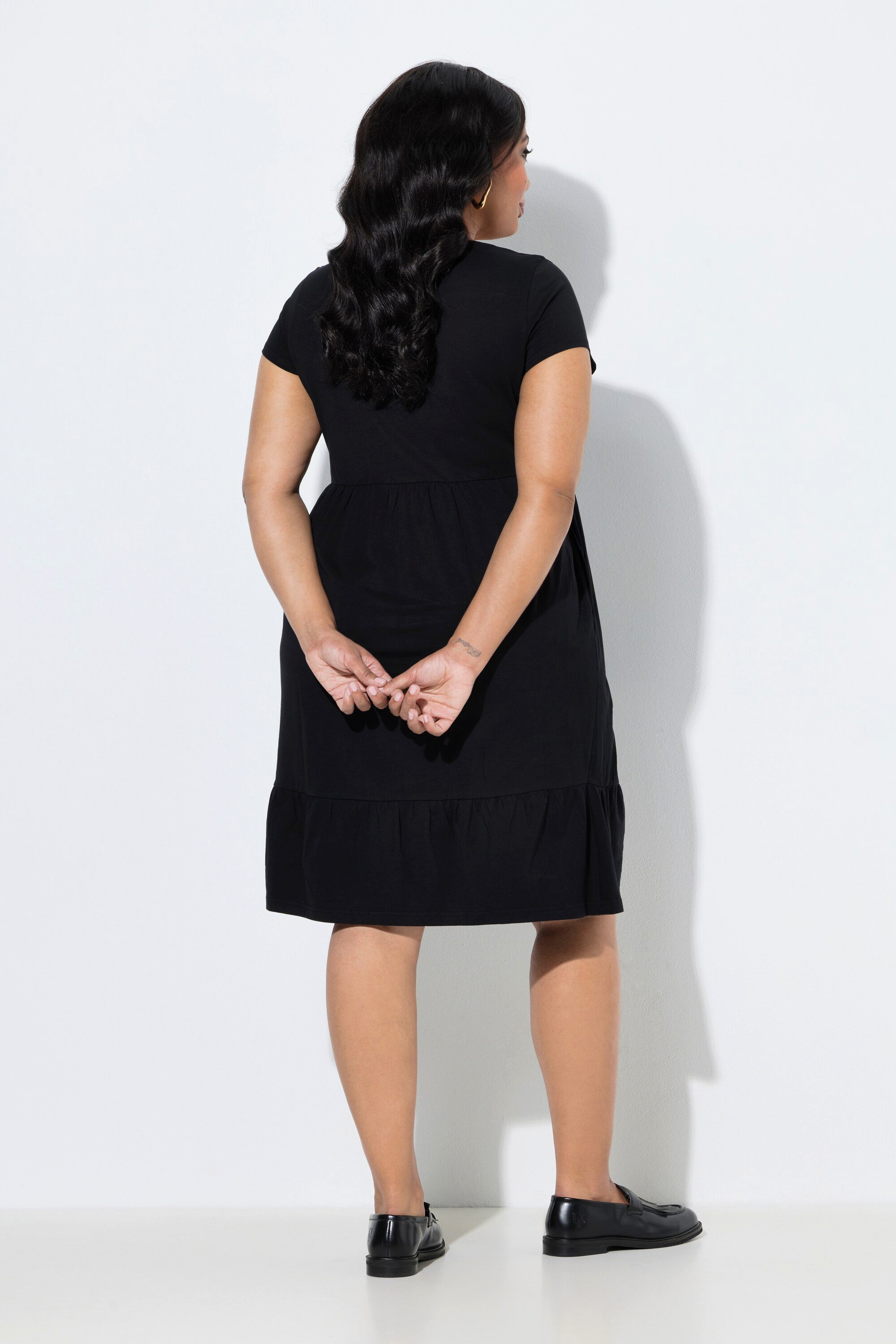 Ulla Popken Midikleid Jerseykleid A-Linie Rundhals Flügel-Halbarm – Bild 3 von 4