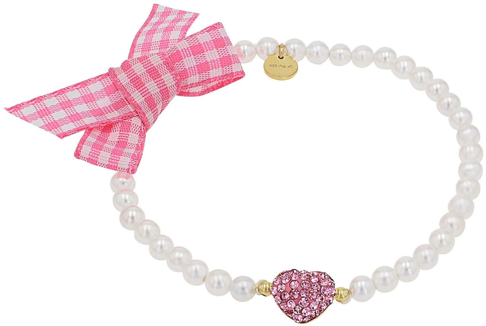 Amor Armband Herz/Schleife, Trachtenschmuck, Volksfest, 2039239, 2039241, mit Kristallglas - mit Muschelkernperle