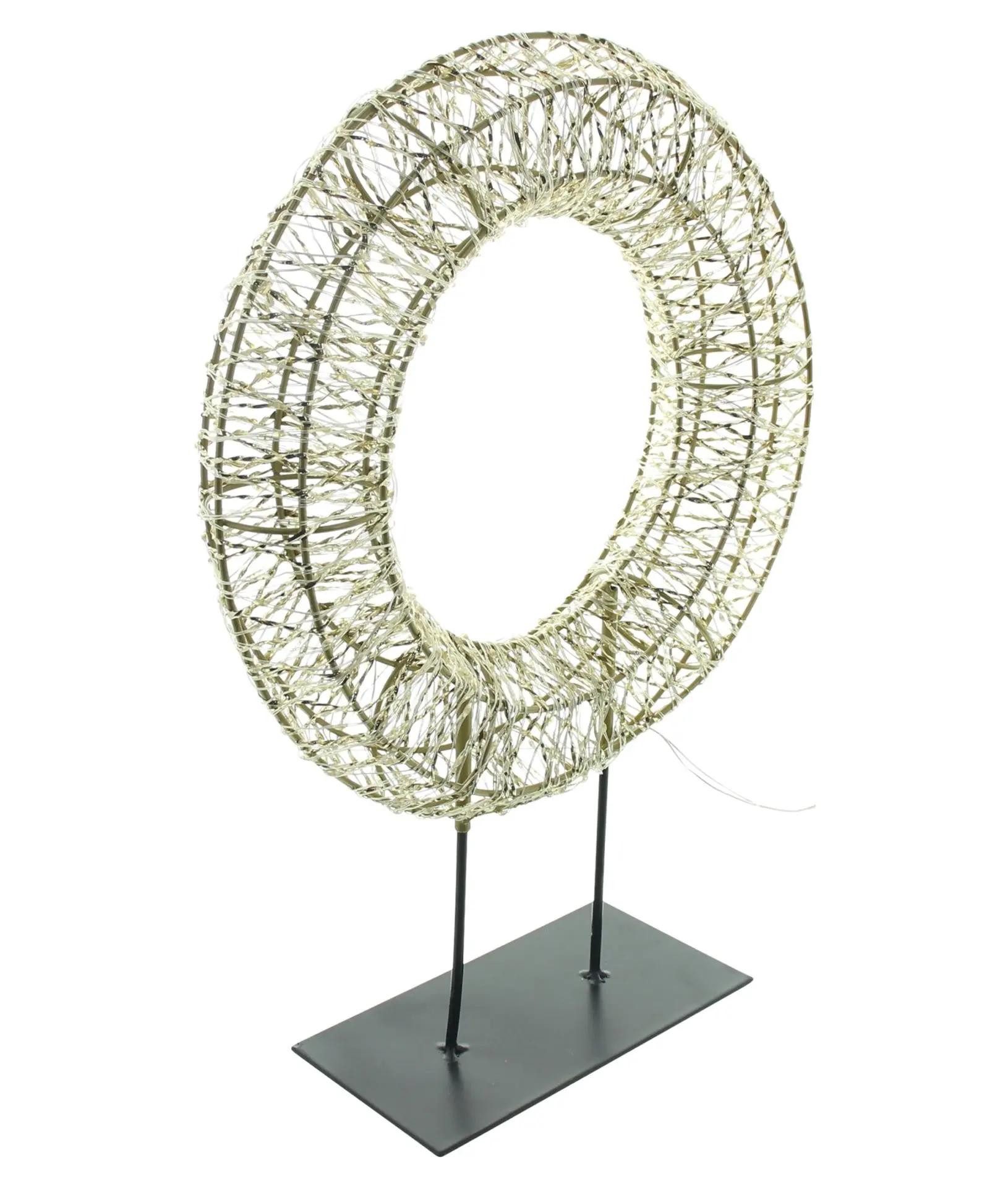 Dekoleidenschaft LED-Dekofigur Kranz "Golden" Ø 33 cm groß, Outdoor Weihnachtsdeko mit 600 Lichtern, Leuchtdeko mit Timer, Gartendeko wetterfest für Draußen – Bild 3 von 5