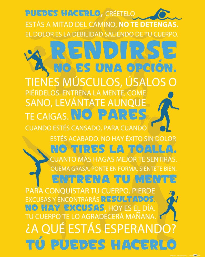 1art1 Poster Motivation Kunstdruck Bild - Fitness, TÃº Puedes Hacerlo