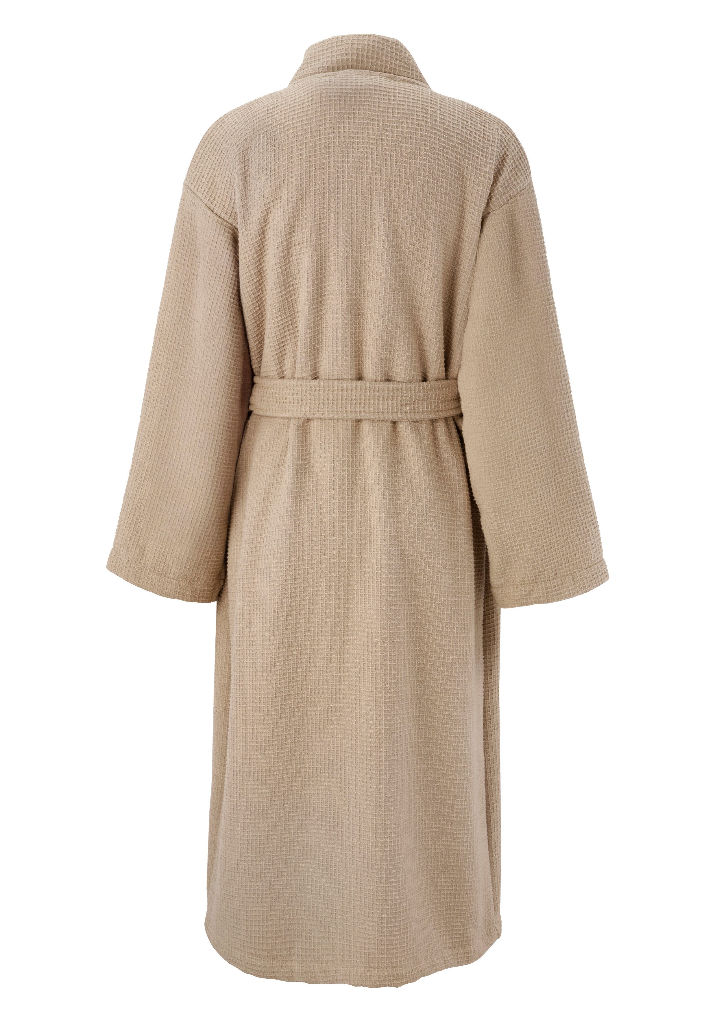 OTTO home Unisex-Bademantel Merida, Waffelpiqué, Premium Qualität, 500 g/m², Morgenmantel, Langform, Frottier, Kimono-Kragen, Gürtel, Hotelbademantel, dicke Qualität, S-2XL, auch ideal für Sauna & Spa