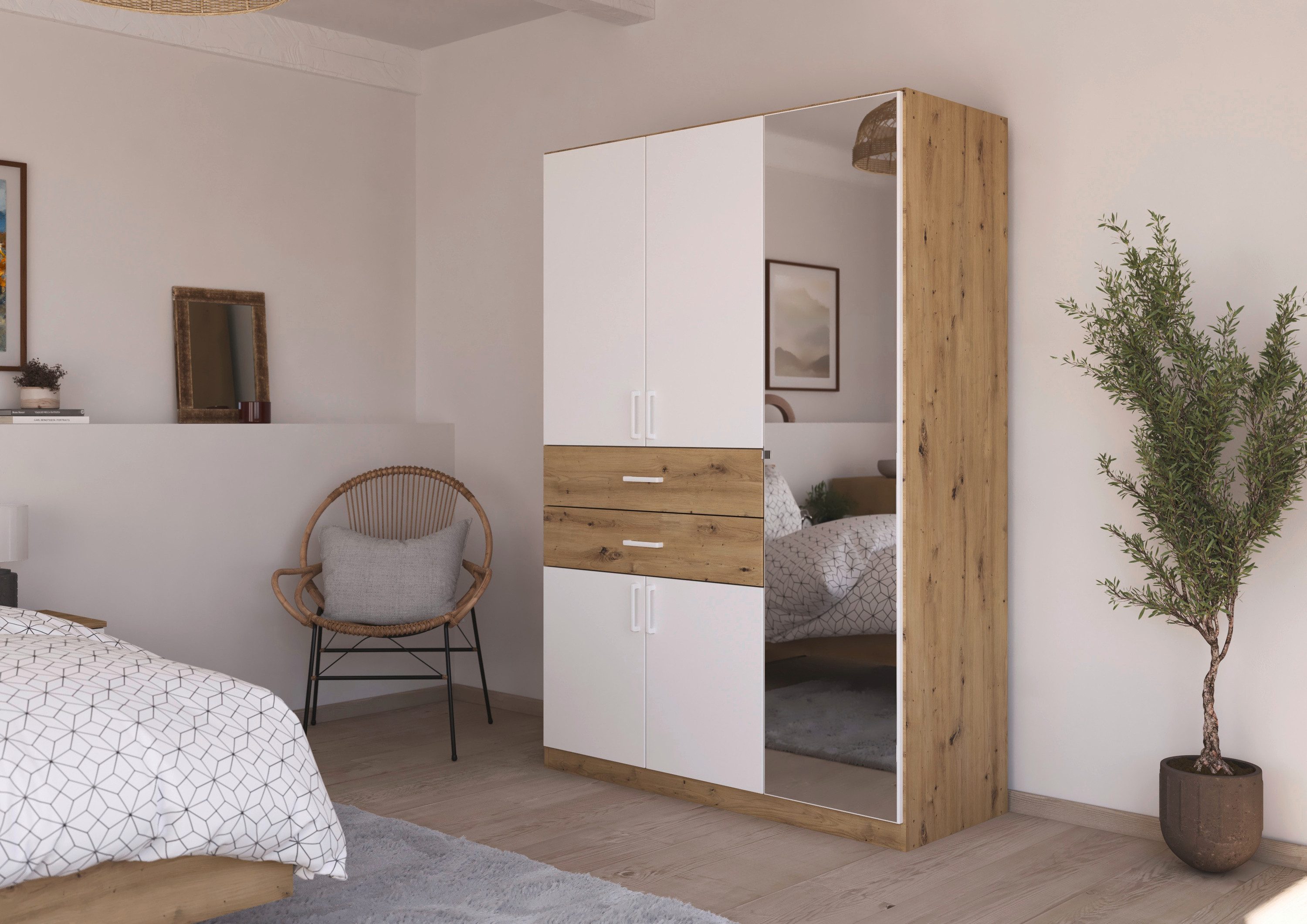 rauch Drehtürenschrank "Maika" mit Spiegel, 2 Schubladen, in verschiedenen günstig online kaufen