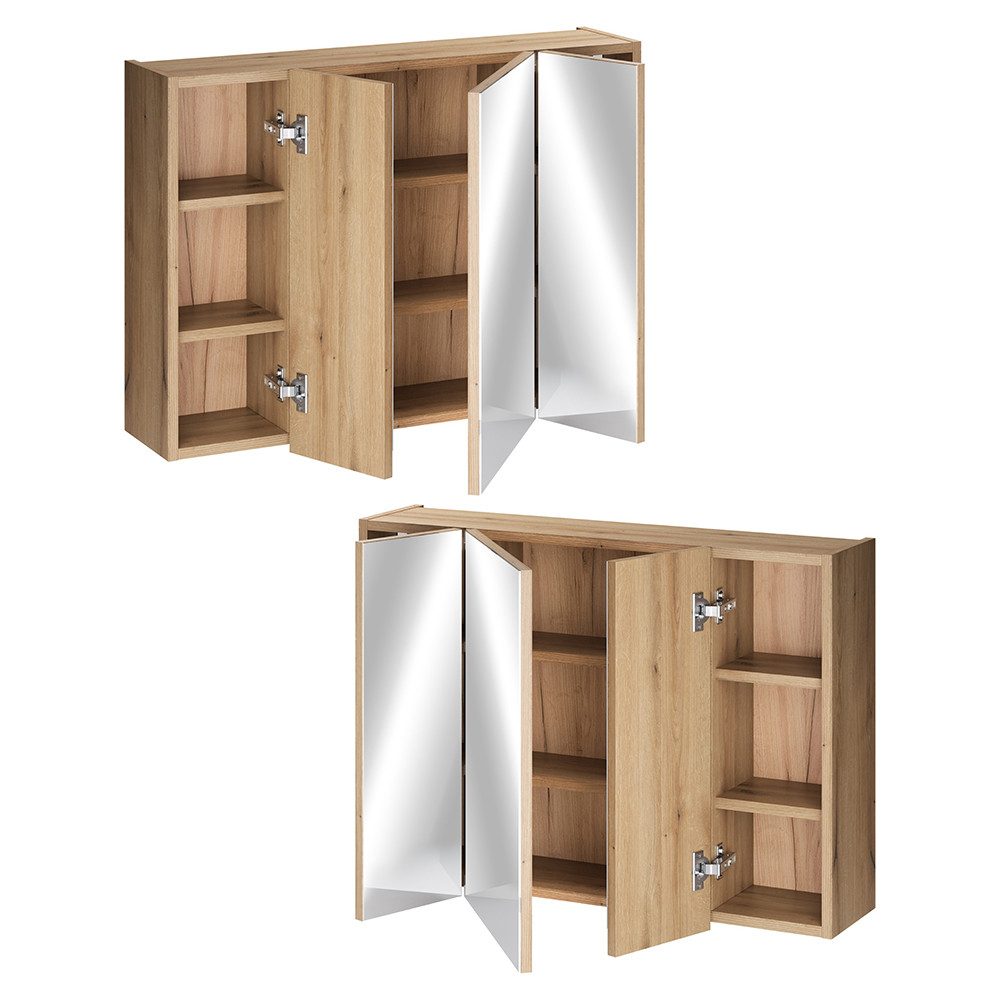 Lomadox Spiegelschrank NEWPORT-56-EVOKE mit 80 cm Breite in Eiche, 3-türig
